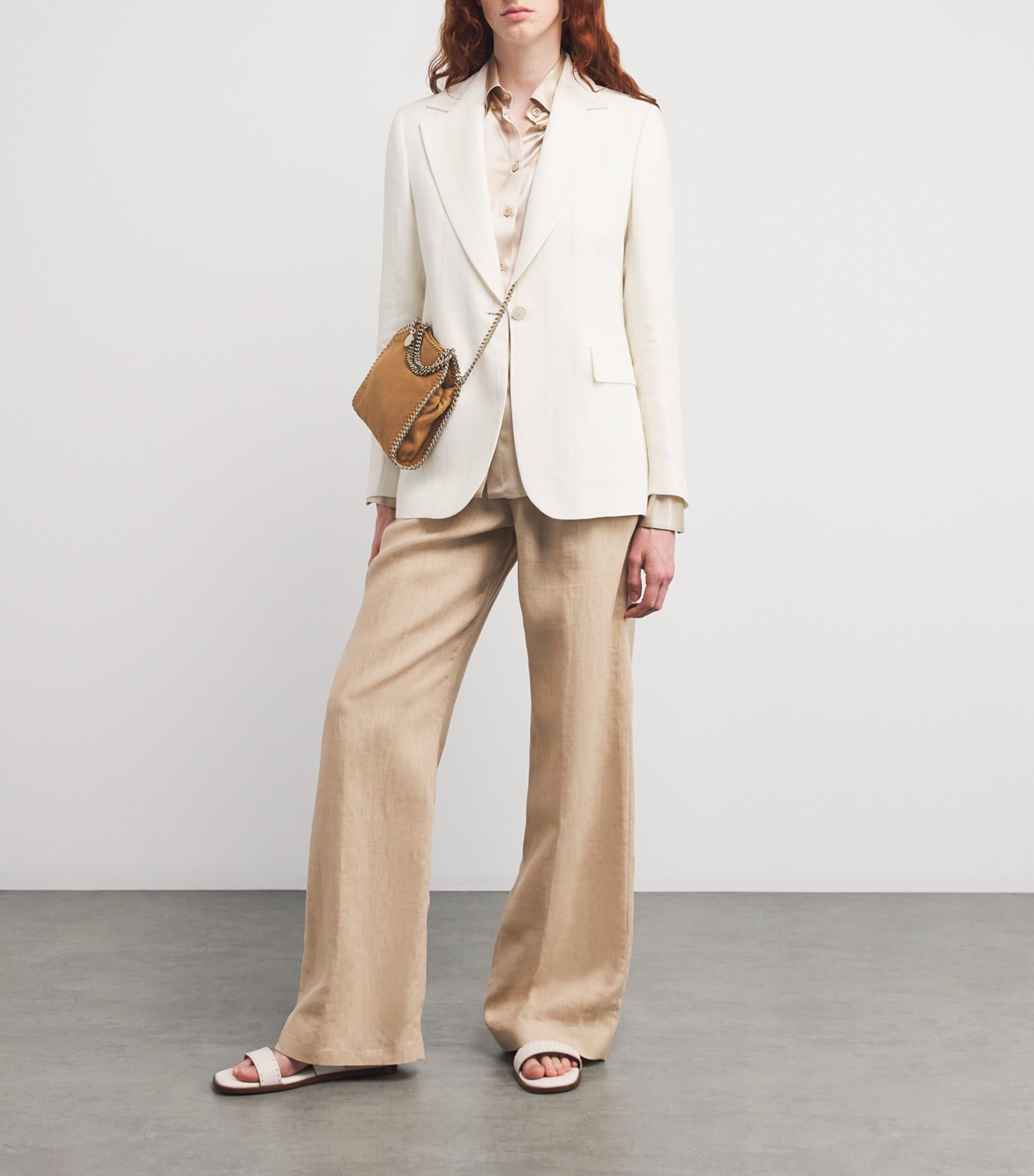 Linen-Wool Single-Button Blazer BIANCO Image 2