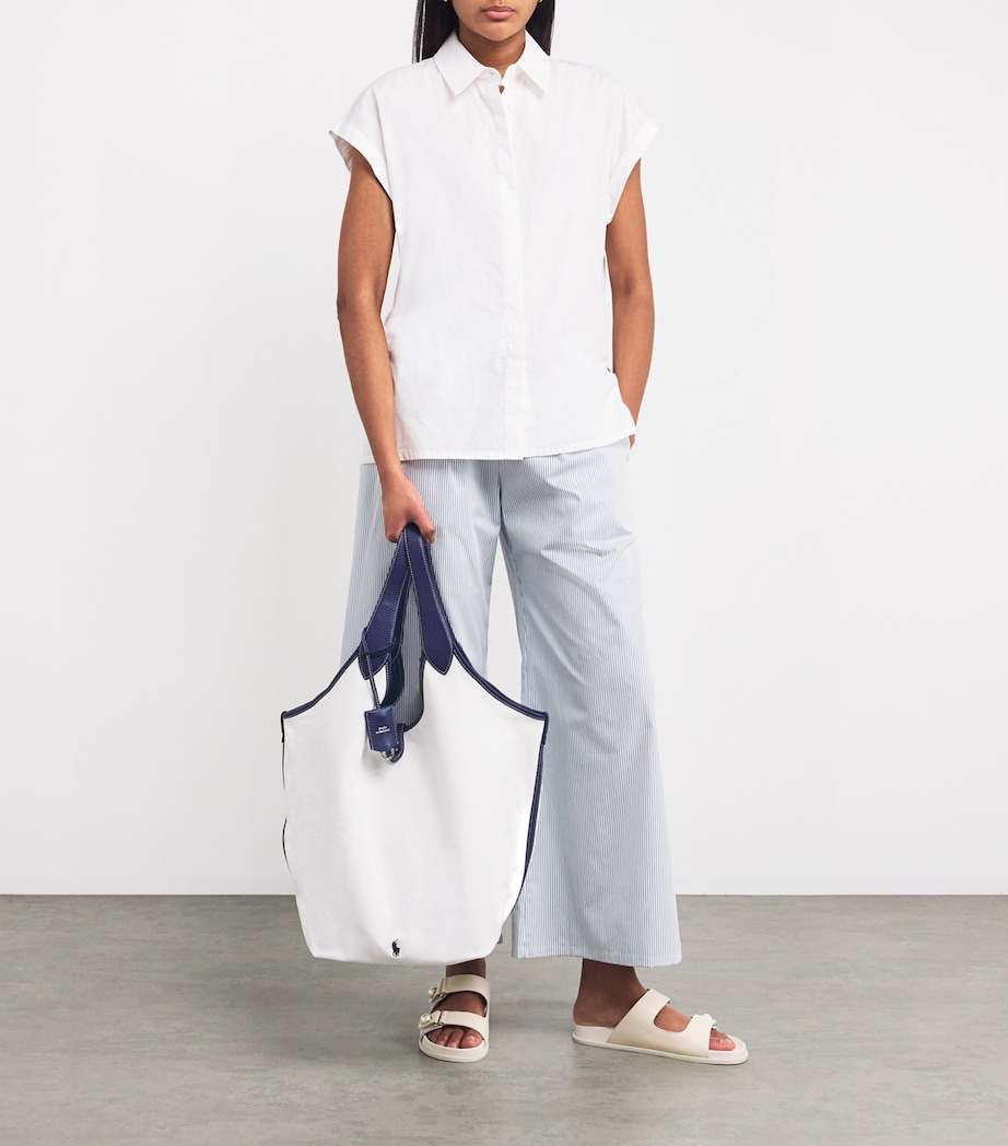 Polo Ralph Lauren Large Leather Polo Play Tote Bag White Mu Image 2