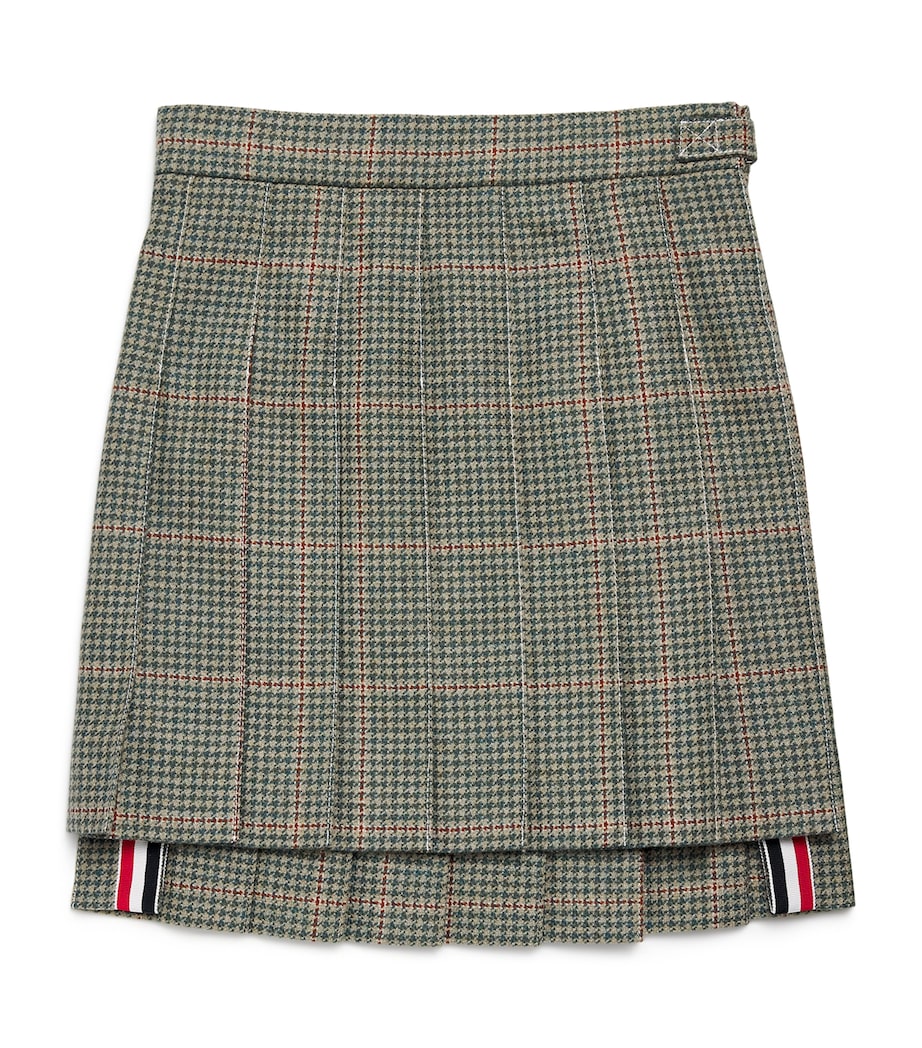 Tweed Herringbone Pleated Skirt (2-12 Years) GREEN Image 1