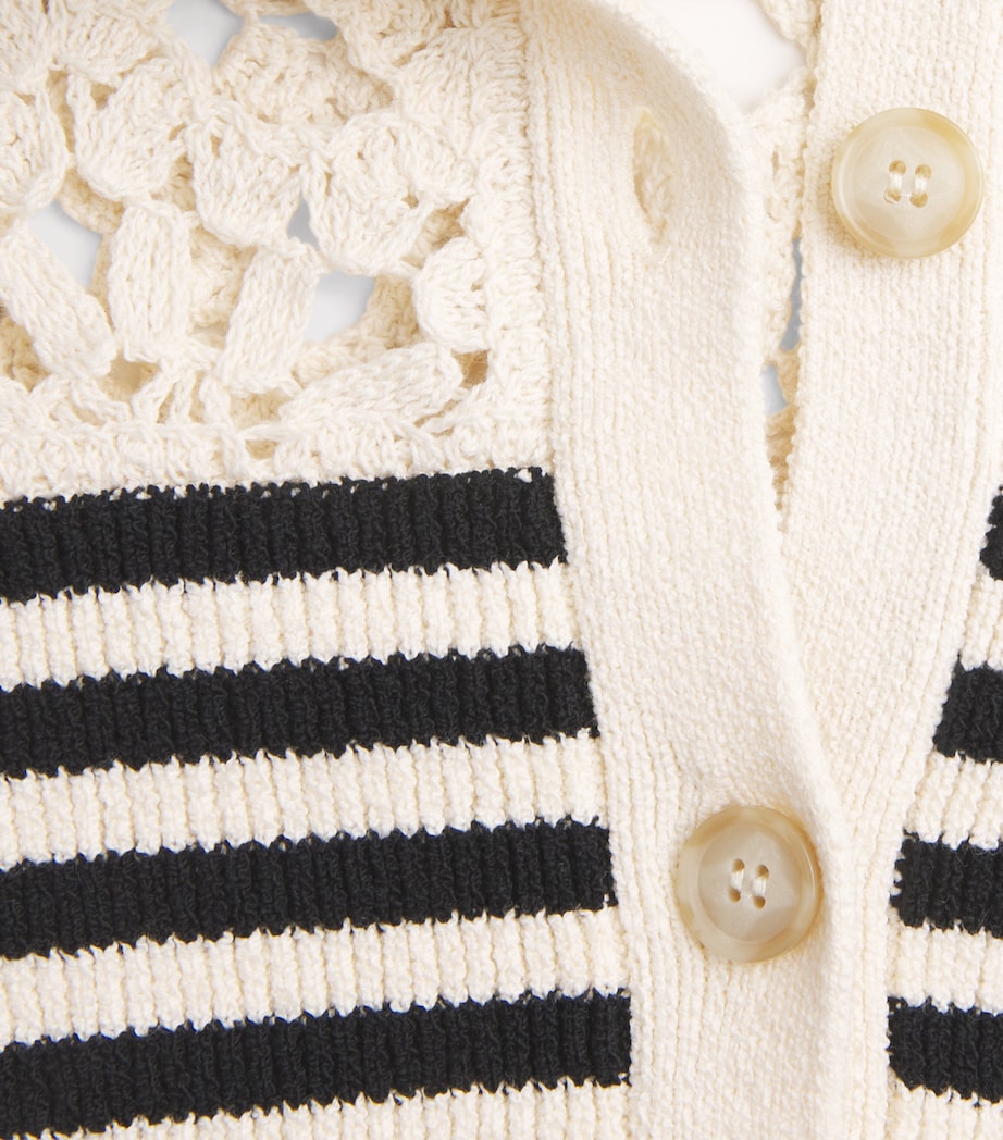 FRAME Womens The Coastal Striped Cardigan Cream Multi Image 6