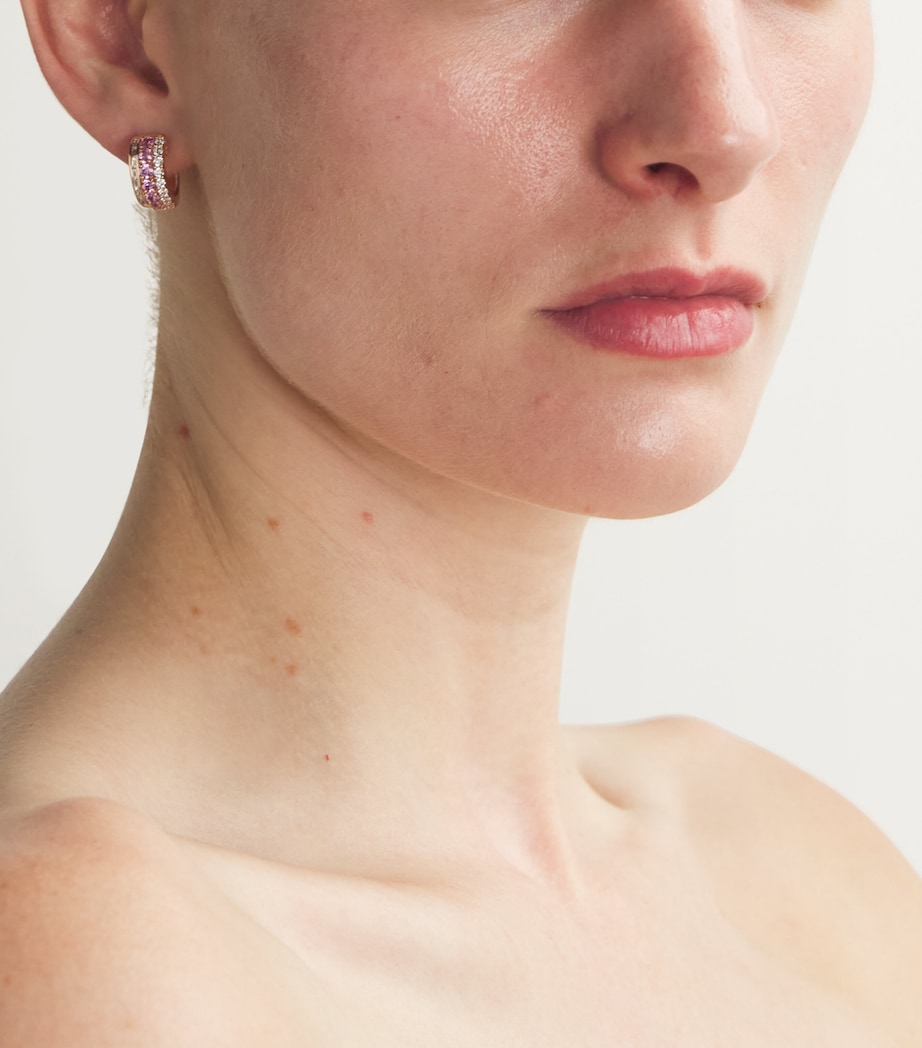 Rose Gold, Pink Sapphire and Diamond Lola Huggie Earrings ROSE GOLD Image 2