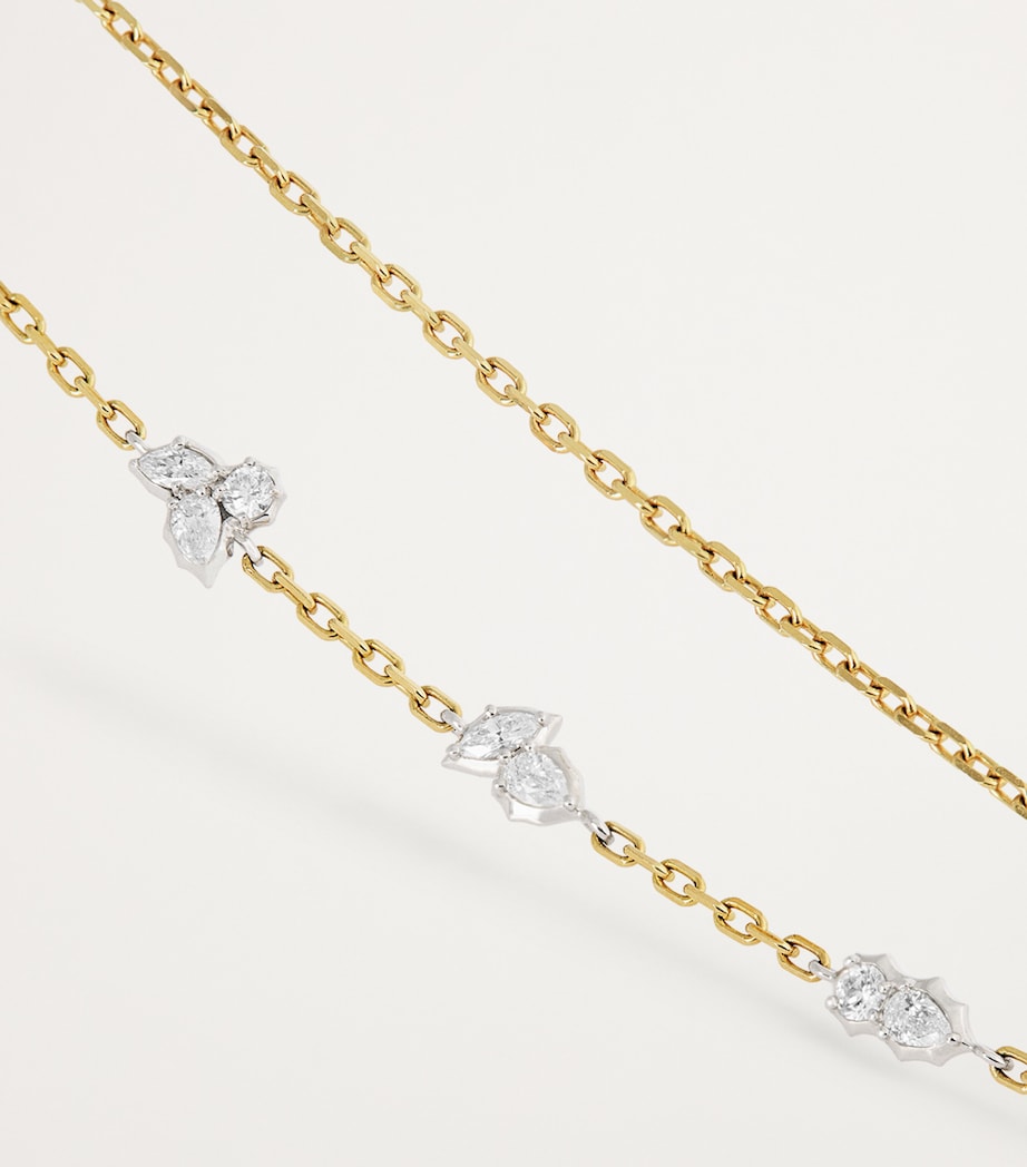 Jade Trau Yellow Gold, Platinum and Diamond Posey Single Station Necklace Yellow Gold Image 5