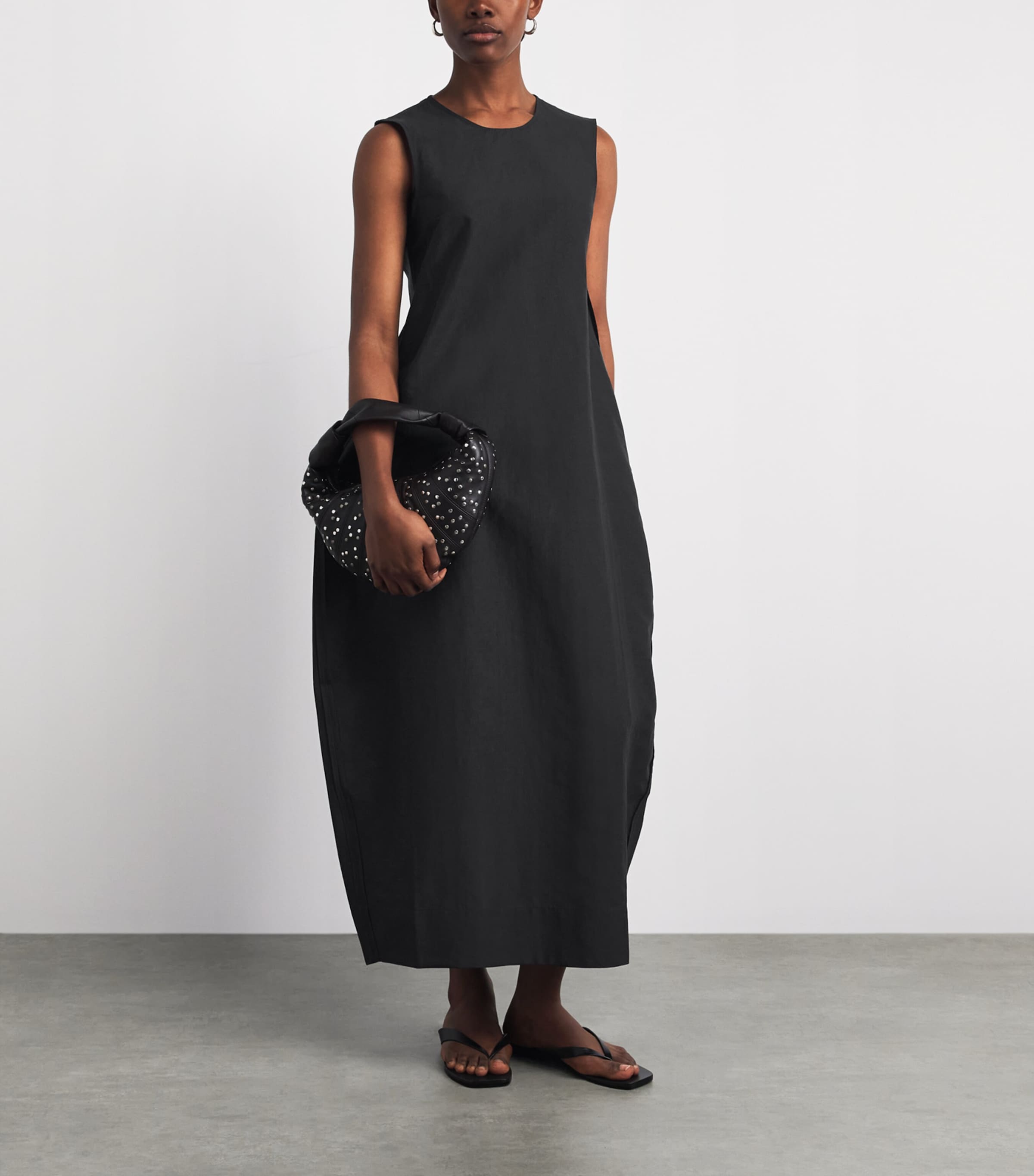 Róhe Womens Linen-Silk-Blend Maxi Dress Black Image 2
