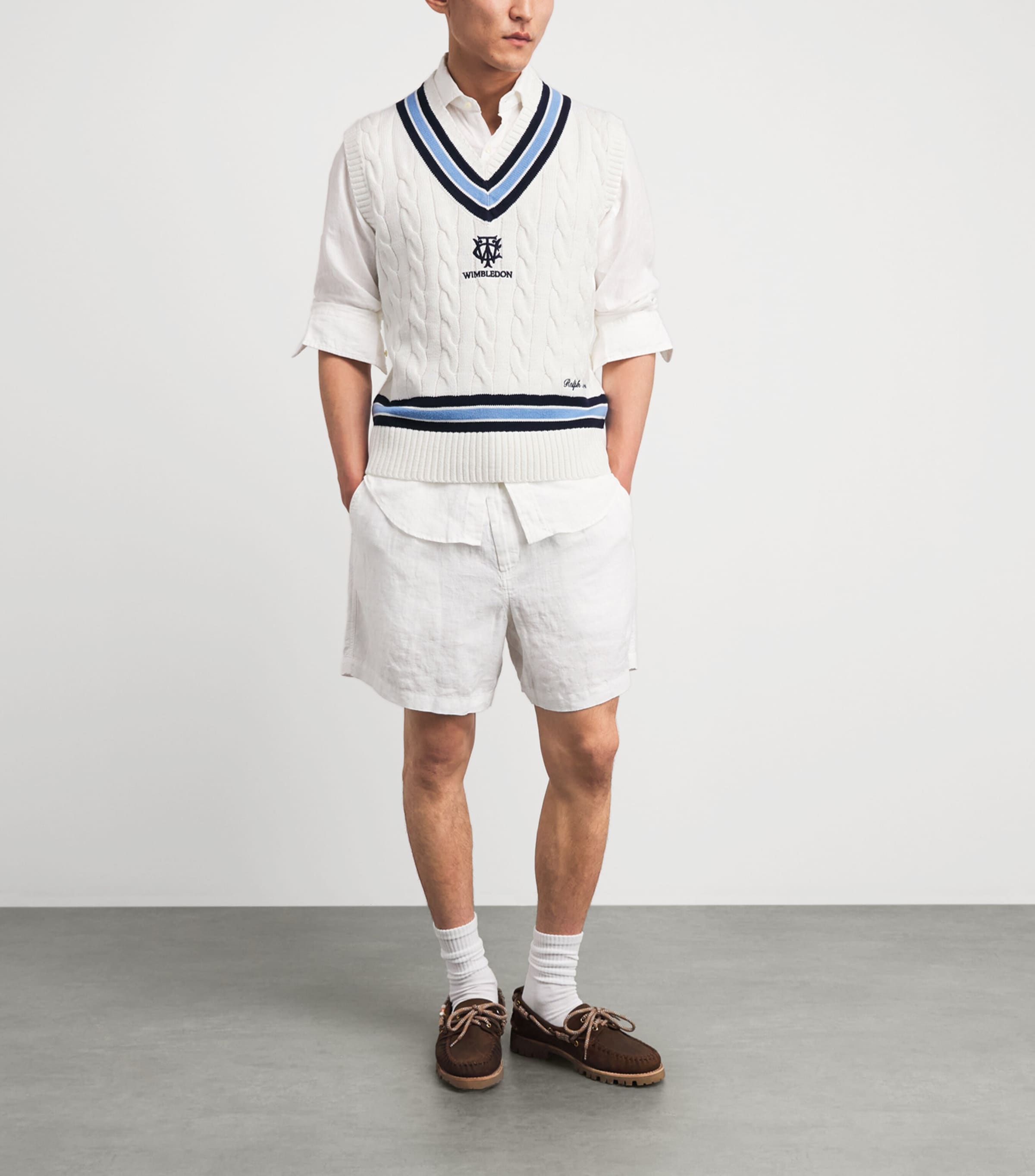 RLX Ralph Lauren Mens x Wimbledon Cotton Sweater Vest Cream Combo Image 2