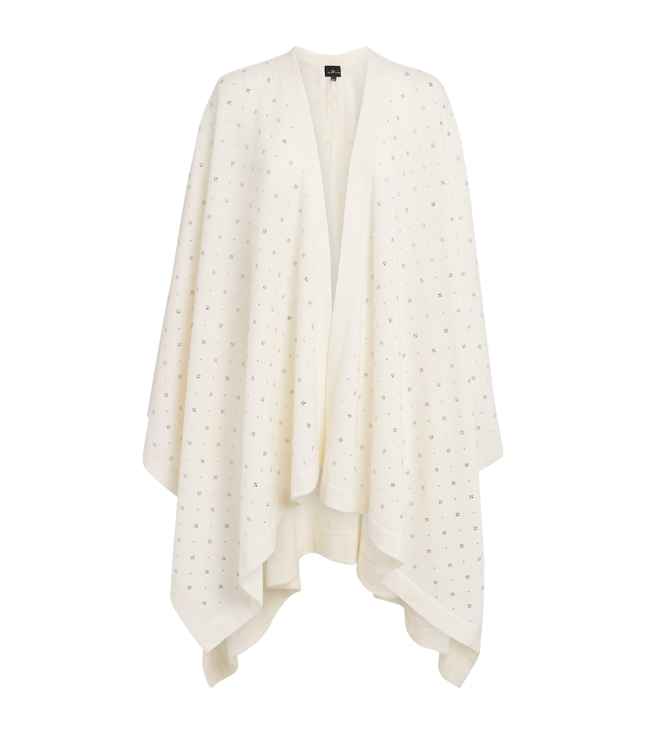 William Sharp Womens Cashmere Crystal-Embellished Cape Winter White Image 1