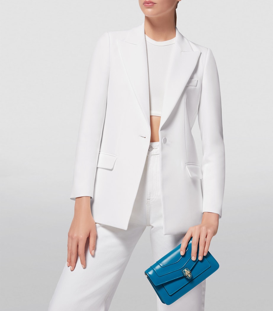 Leather Serpenti Forever East-West Shoulder Bag BLUE MEDIUM Image 3