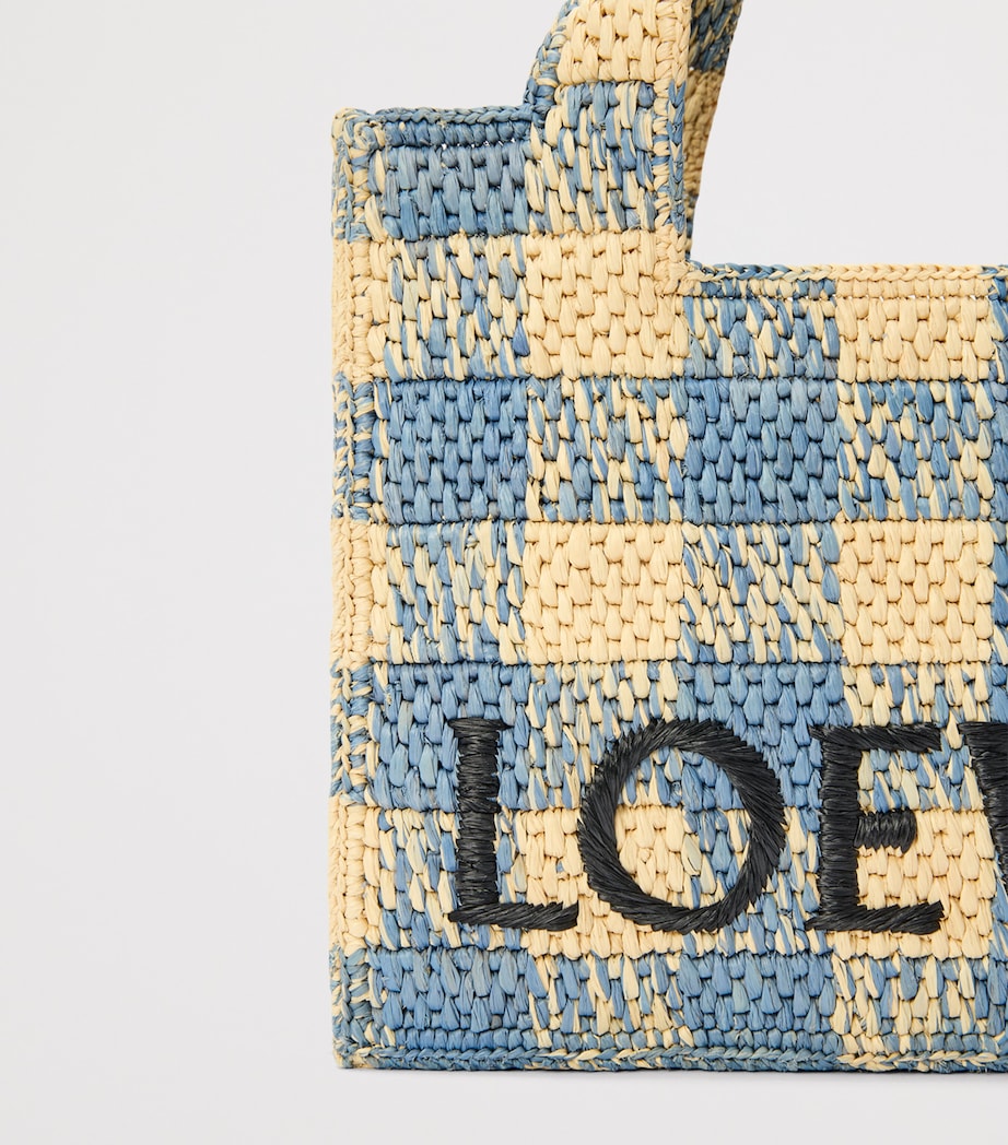 LOEWE x Paula's Ibiza Small Gingham Font Tote Bag Natural/light Blue Image 7