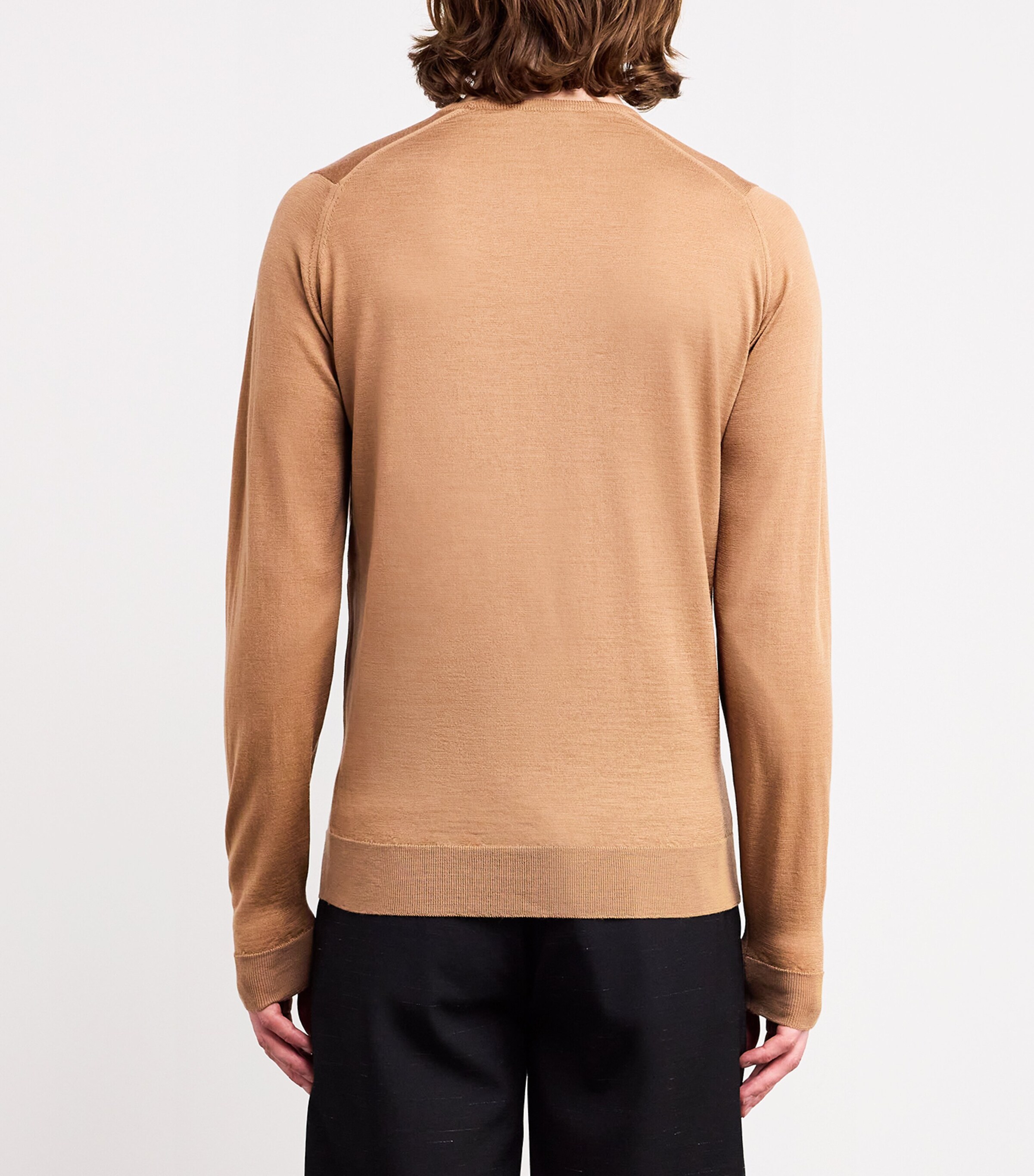 John Smedley Mens Merino Wool Lundy Sweater Nutmeg Image 4