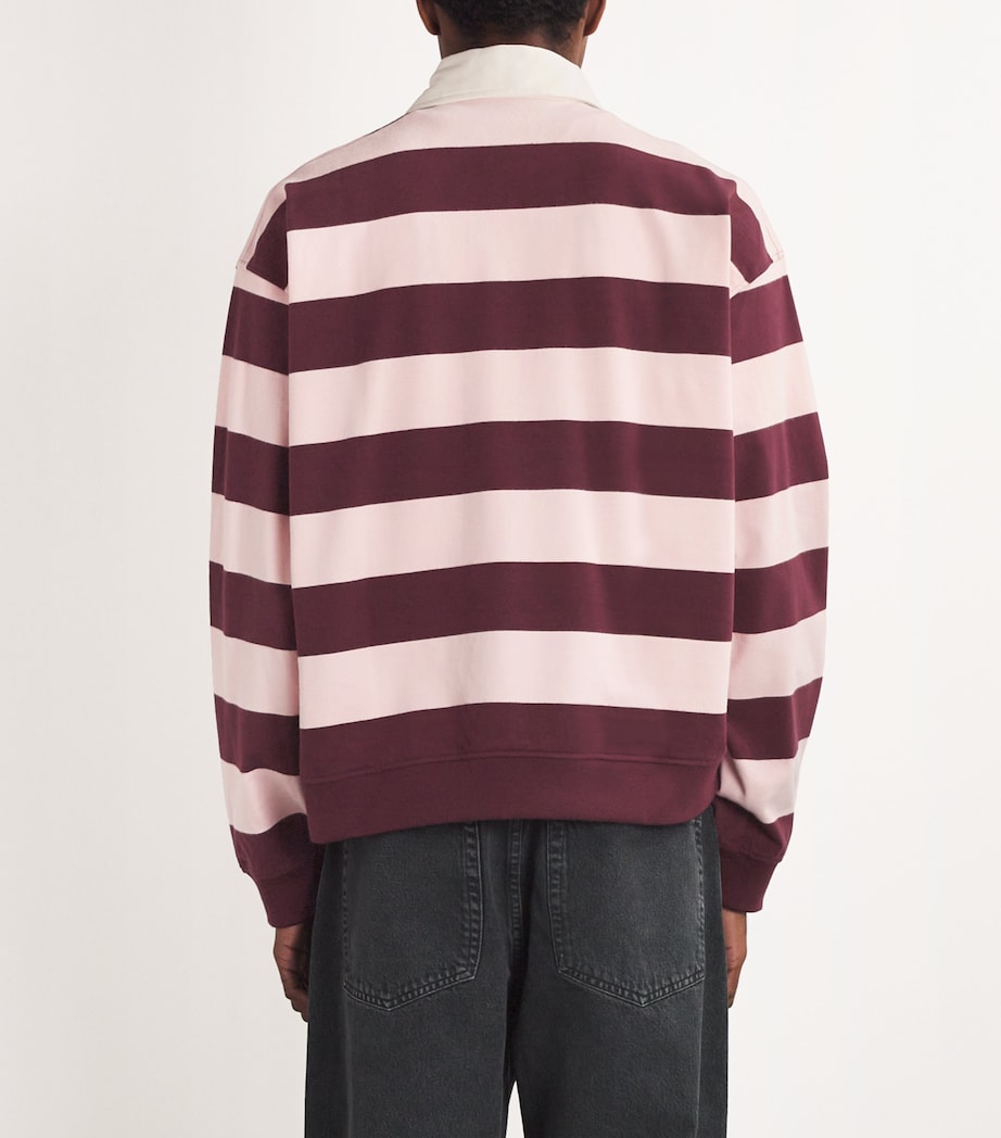 AGOLDE Mens x RSVP Gallery Cotton Rugby Shirt Pink/burg Image 4