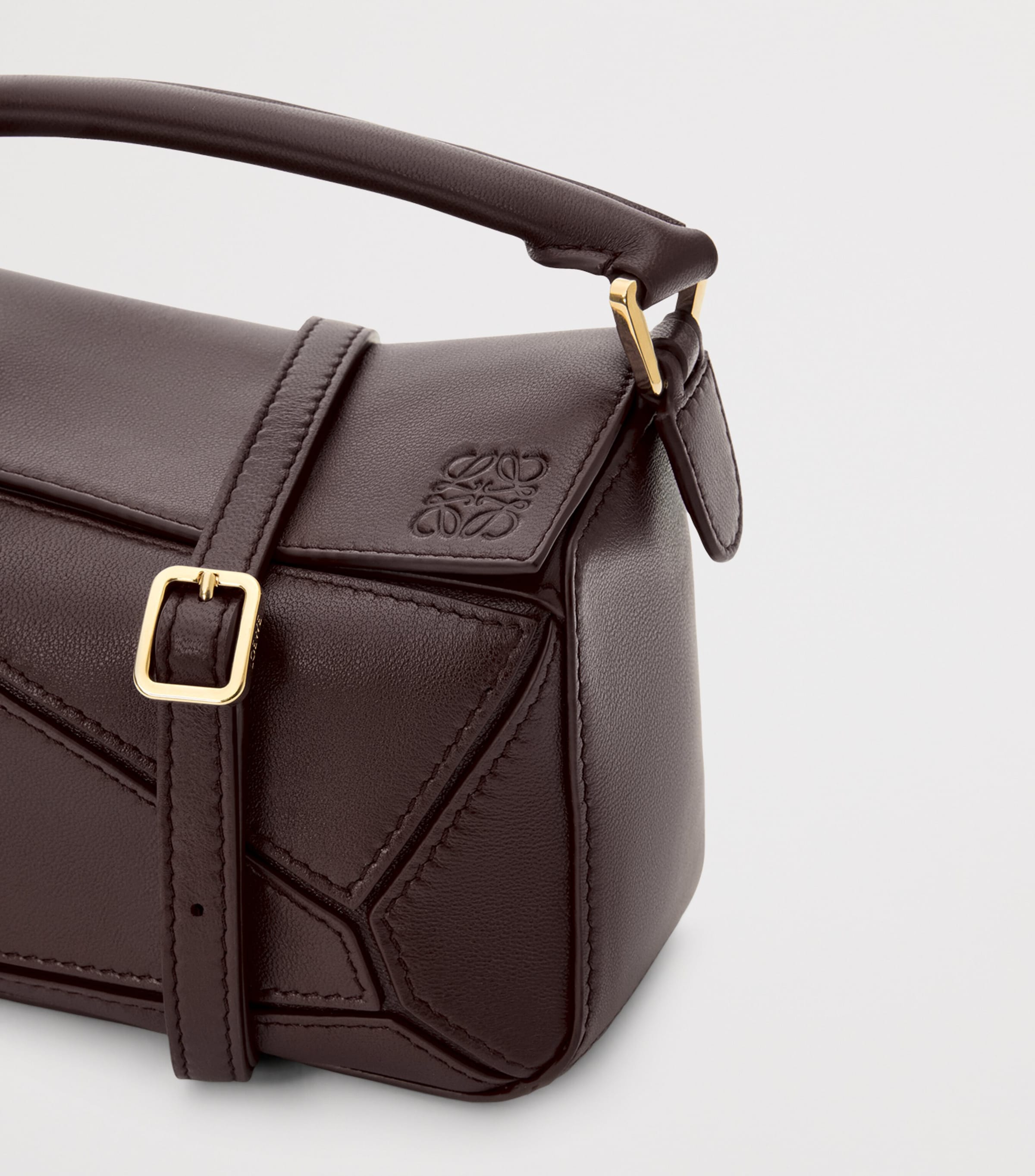 Mini Leather Featherlight Puzzle Top-Handle Bag DARK CHESTNUT Image 13