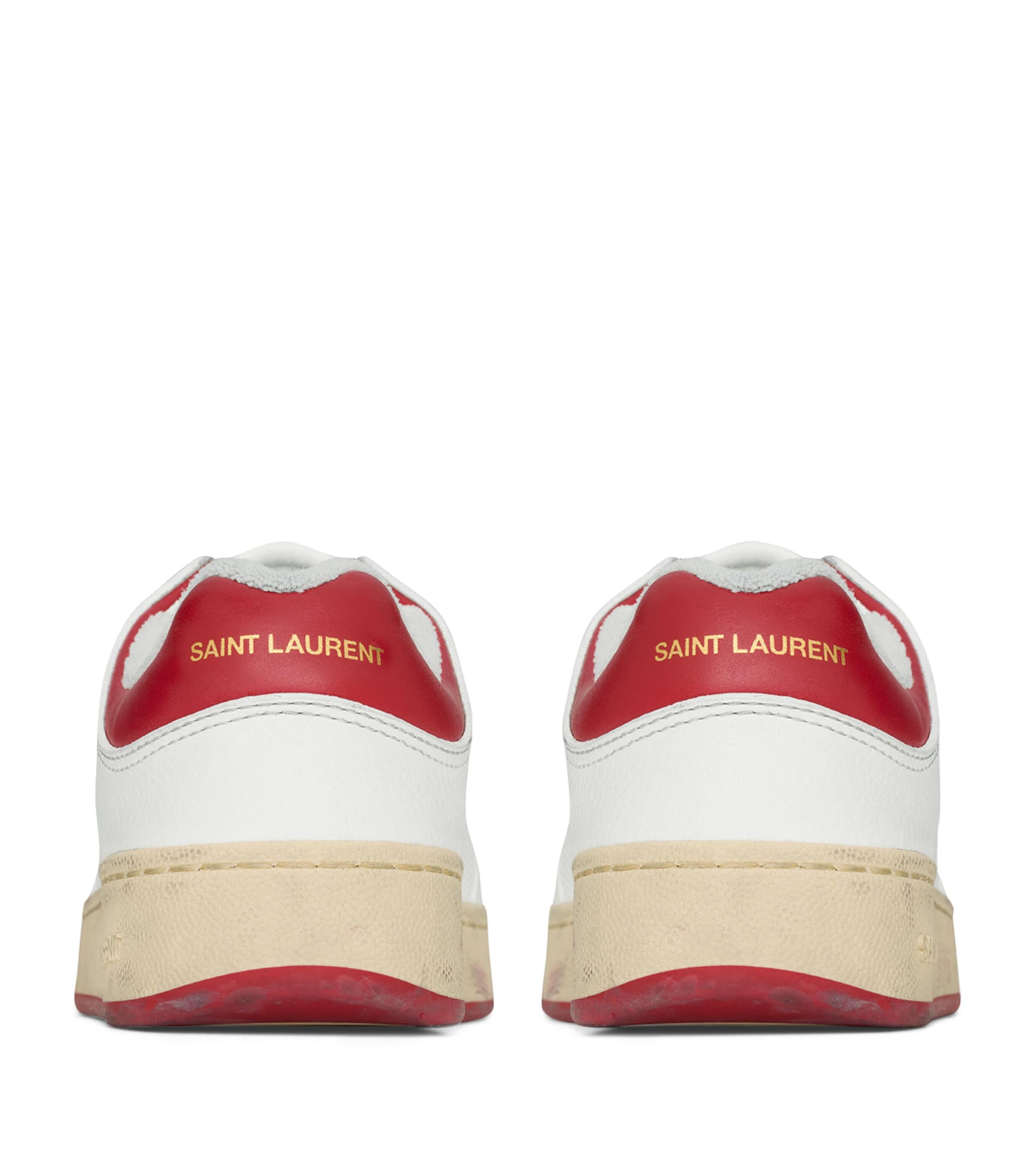 サンローラン スニーカー 白赤 WHITE AND RED LEATHER SL/61 SL/61 LOW-TOP SNEAKERS IN PERFORATED LEATHER VINTAGE RED