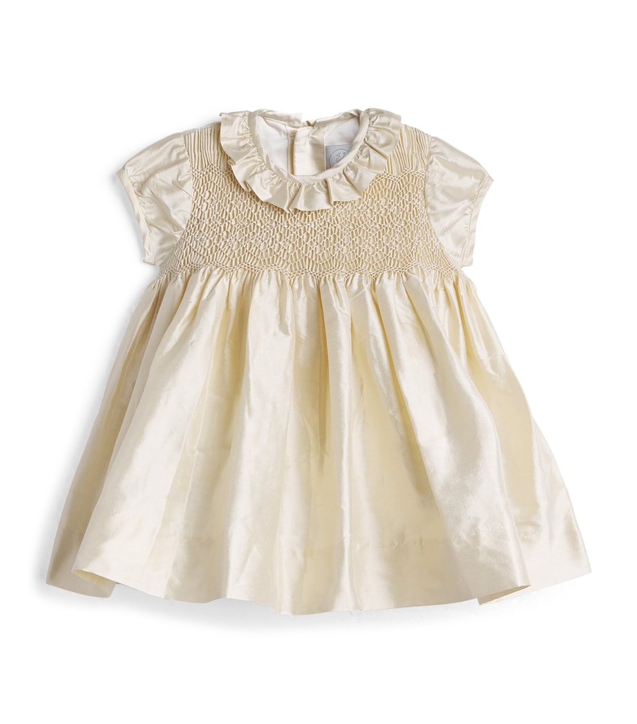 PEPA LONDON Silk Smocked Dress (12 Months - 4 Years) Champagne Image 1