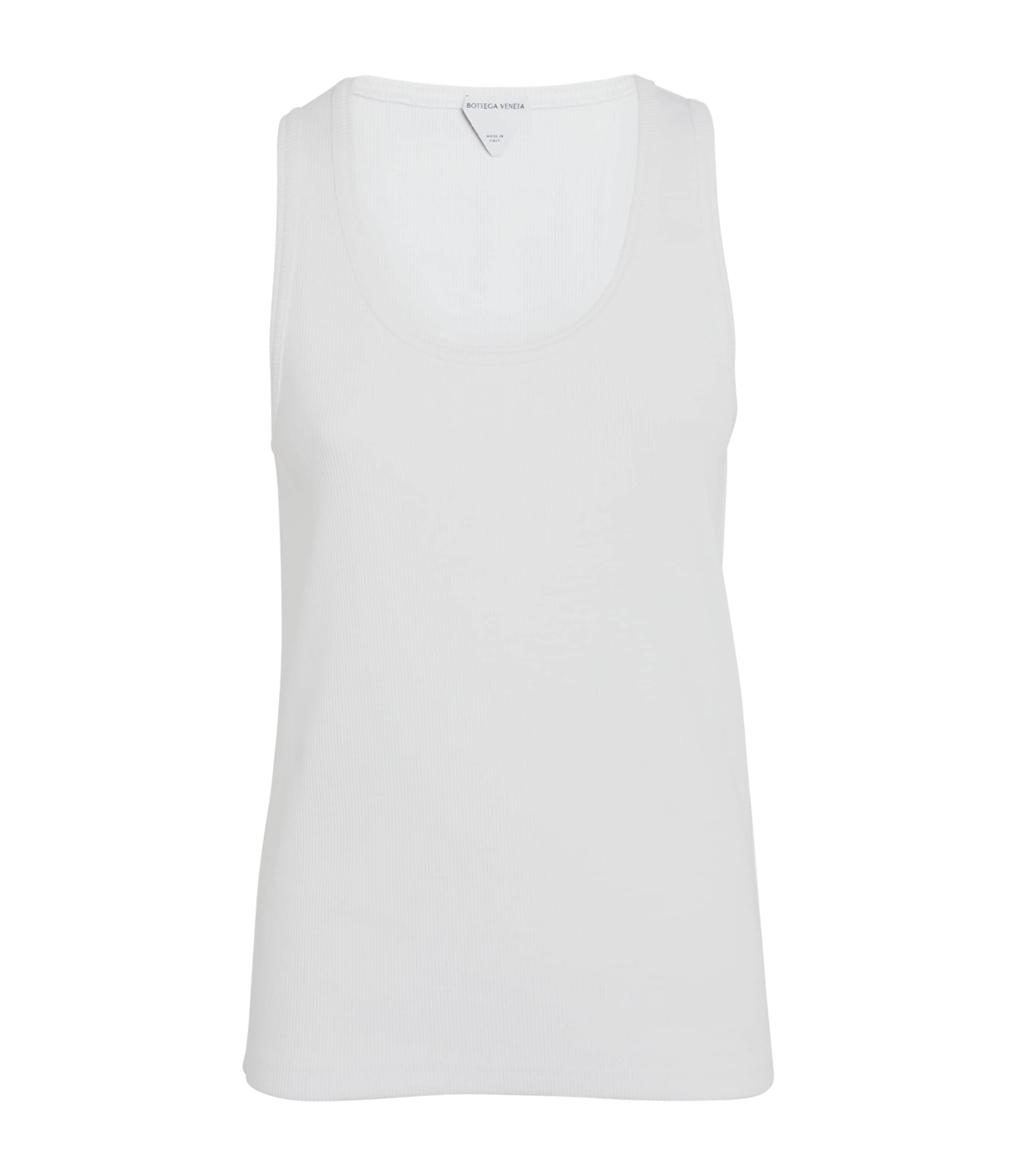 Shop Bottega Veneta Stretch-cotton Tank Top In White