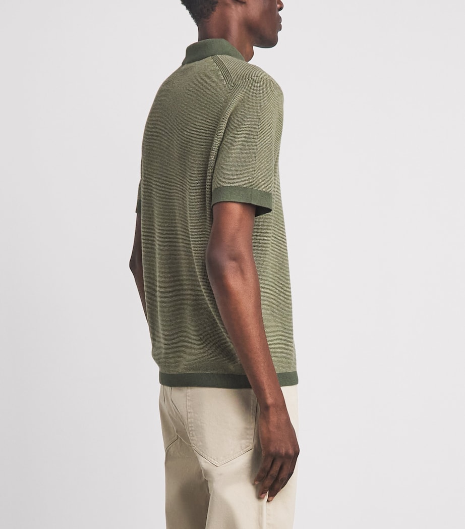 Vince Mens Cotton-Cashmere Polo Shirt Coultr Grn/dsrt Brsh Image 5