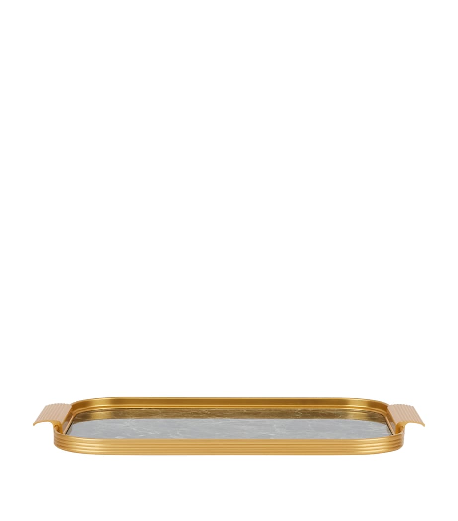 Marble Ribbed Tray (35cm) GOLD W/ONYX MARBLE Image 1