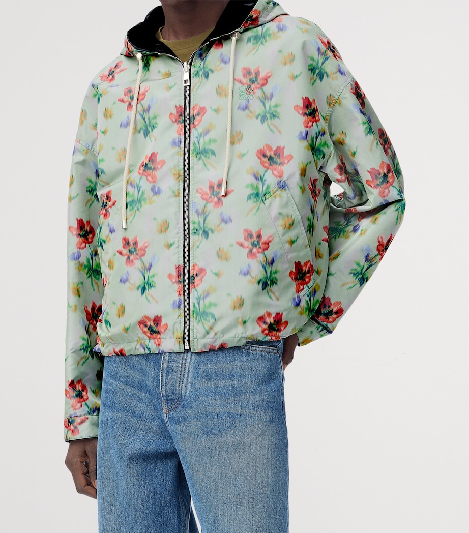 Silk Nylon Reversible Hooded Jacket GREEN/RED Image 4