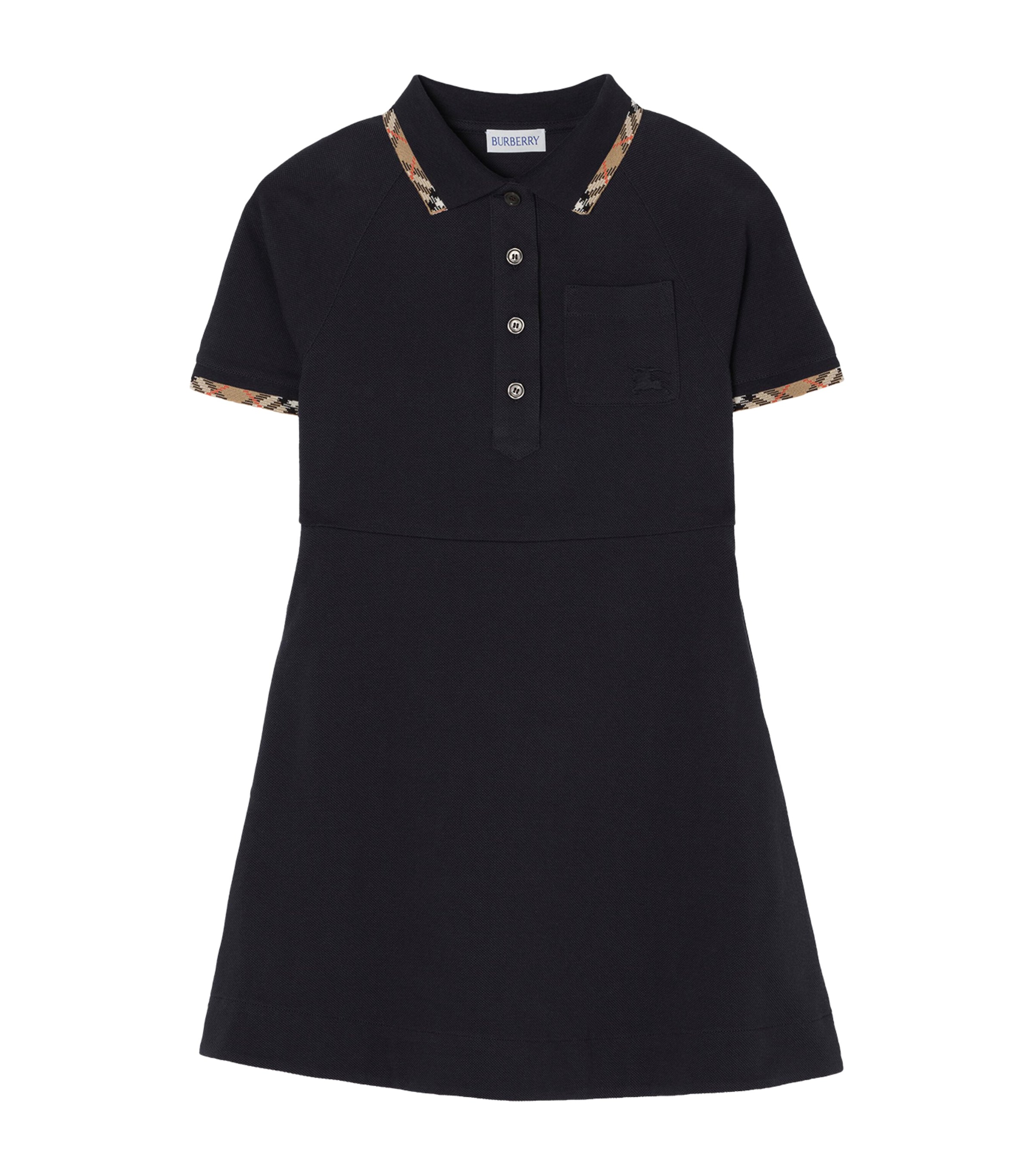 Burberry Kids Cotton Polo Shirt Dress (4-12 Years) Navy Image 1