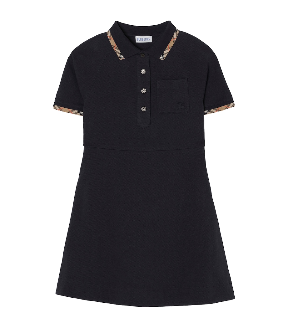Burberry Kids Cotton Polo Shirt Dress (4-12 Years) Navy Image 1