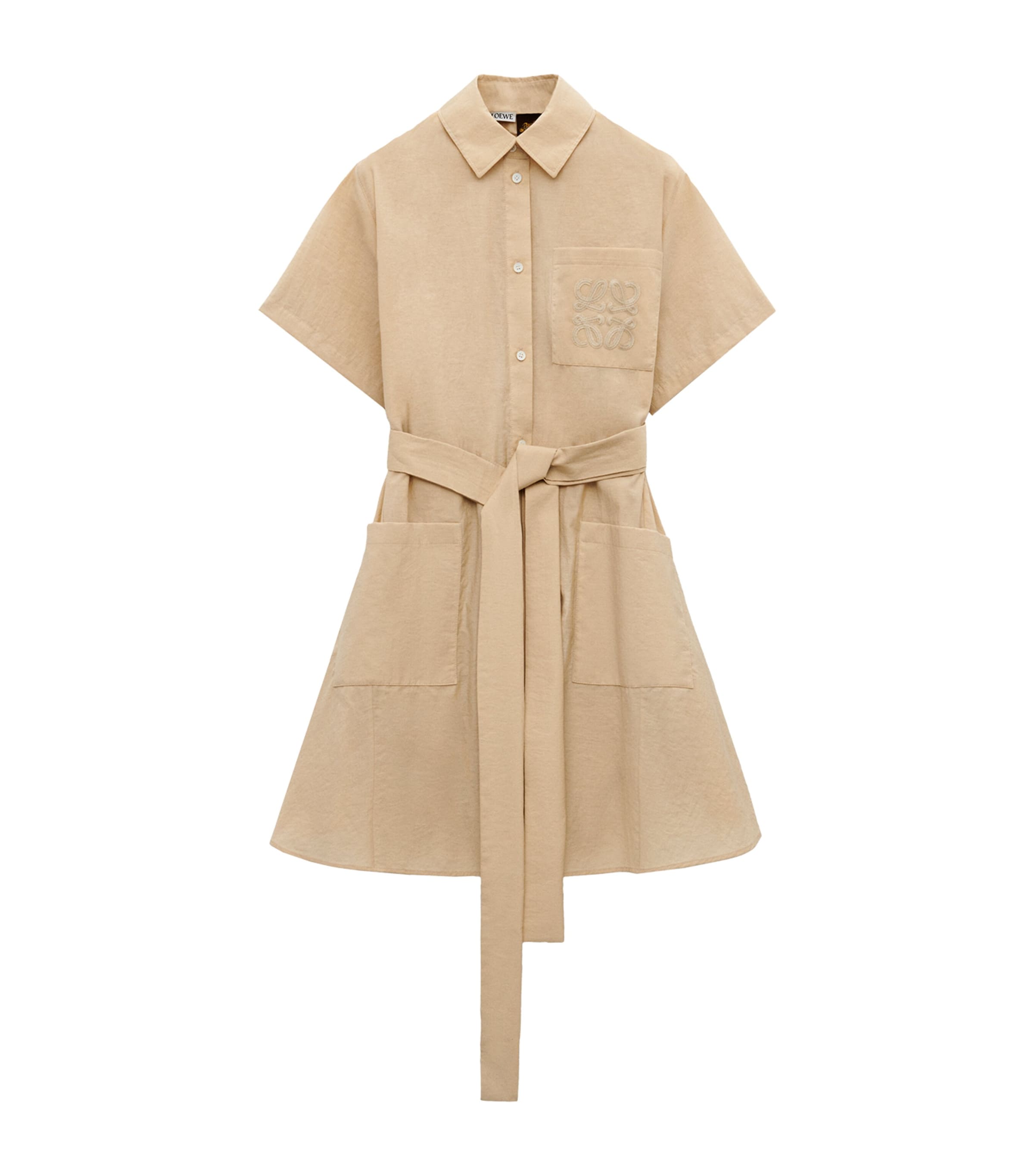 Cotton-Blend Mini Shirt Dress LIGHT BEIGE Image 1