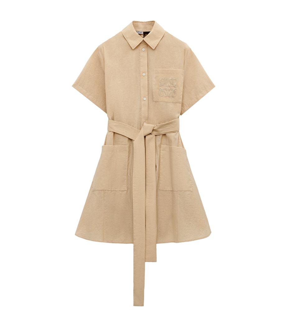 Cotton-Blend Mini Shirt Dress LIGHT BEIGE Image 1