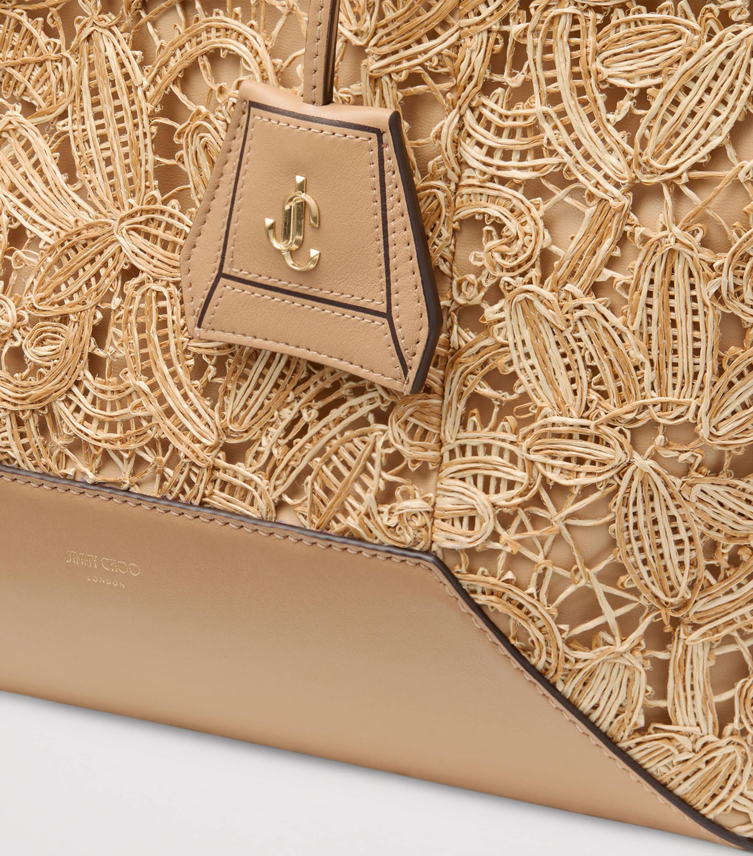 Medium Raffia Diamond Tote Bag NATURAL/GOLD Image 5