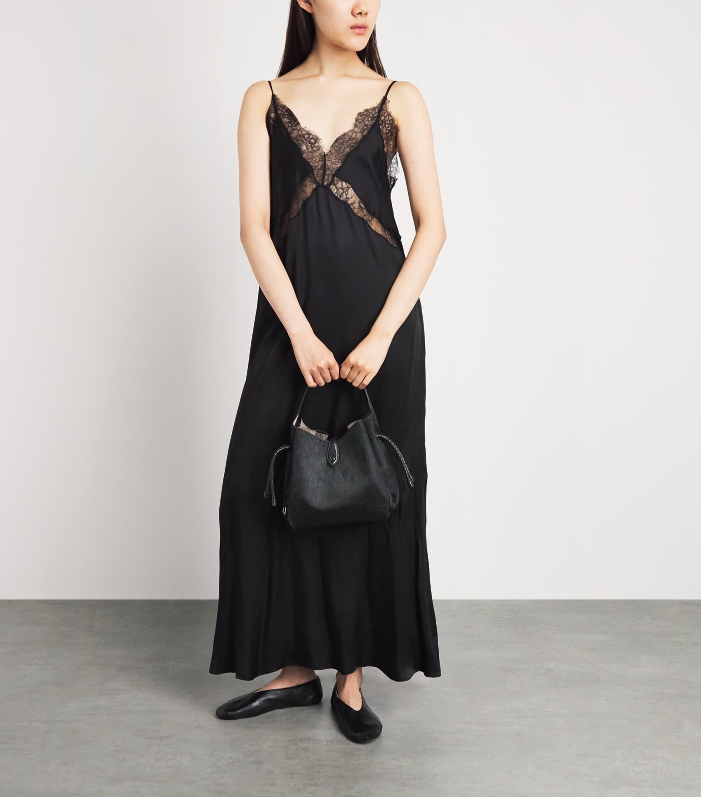 Polo Ralph Lauren Small Calf Hair Cross-Body Bucket Bag Black Image 2