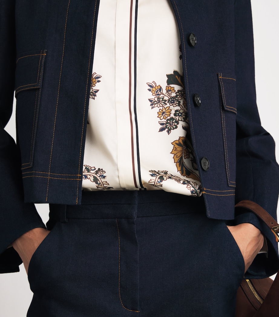 Twill Hoku Floral Print Blouse W0478 ECRU MULTI Image 6