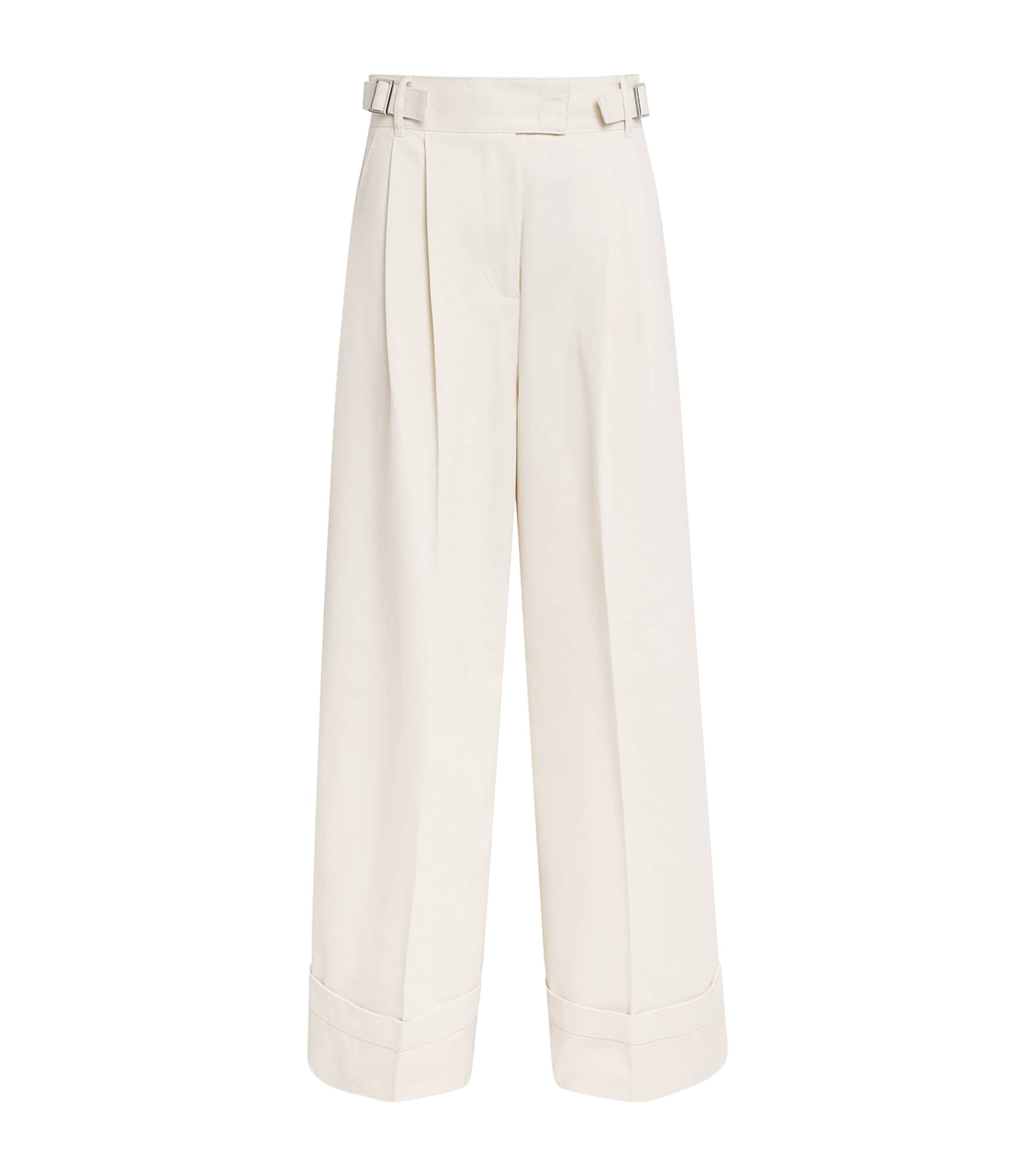 Max & Co Cotton Wide-leg Trousers In White