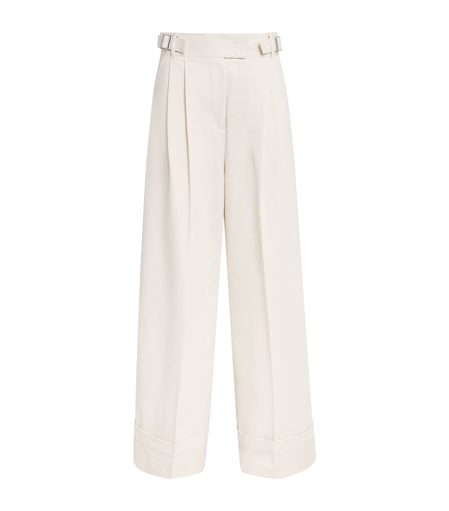 Cotton Wide-Leg Trousers WHITE Image 1