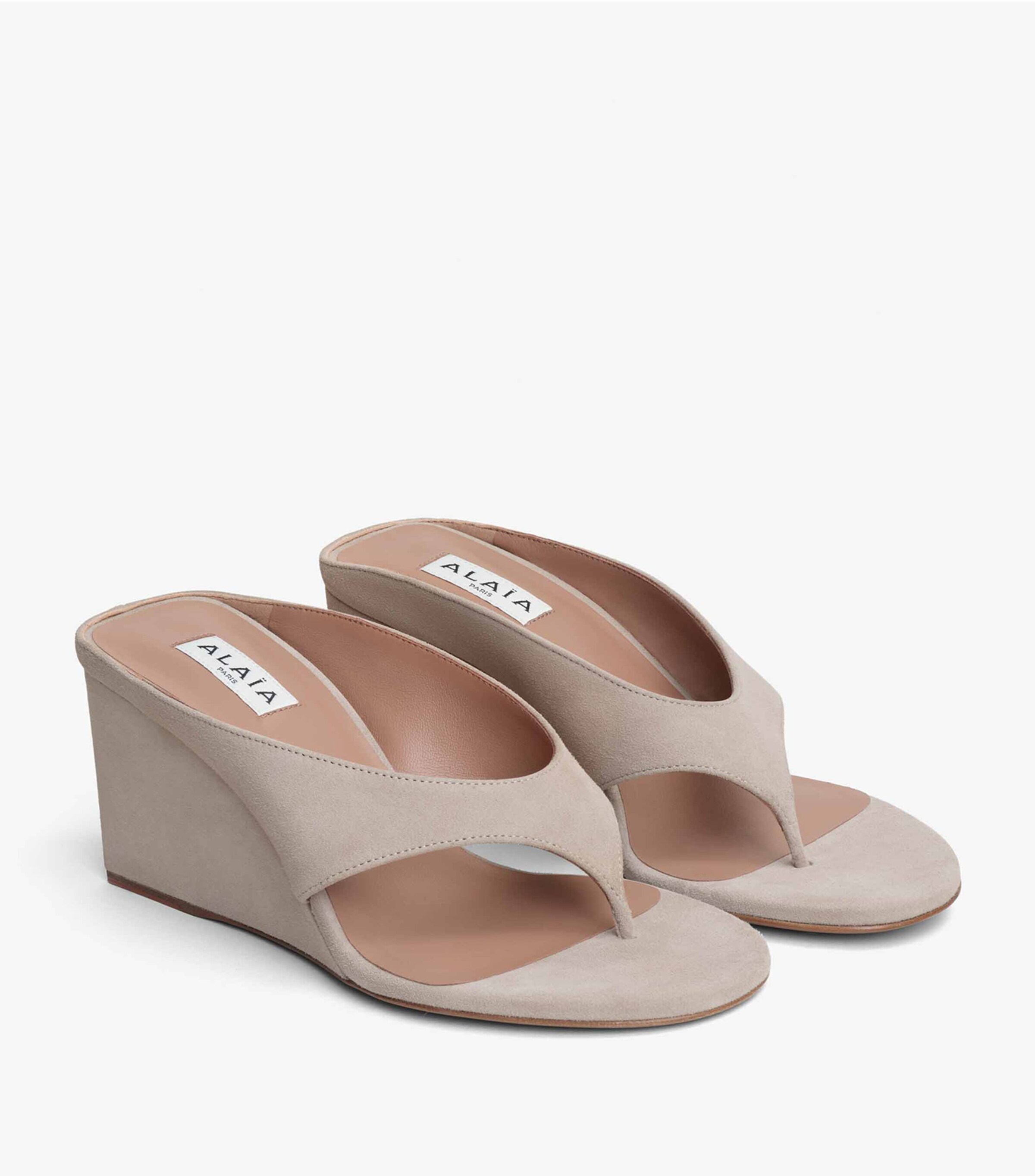 Suede Cube Wedge Sandals 75 GREGE Image 3