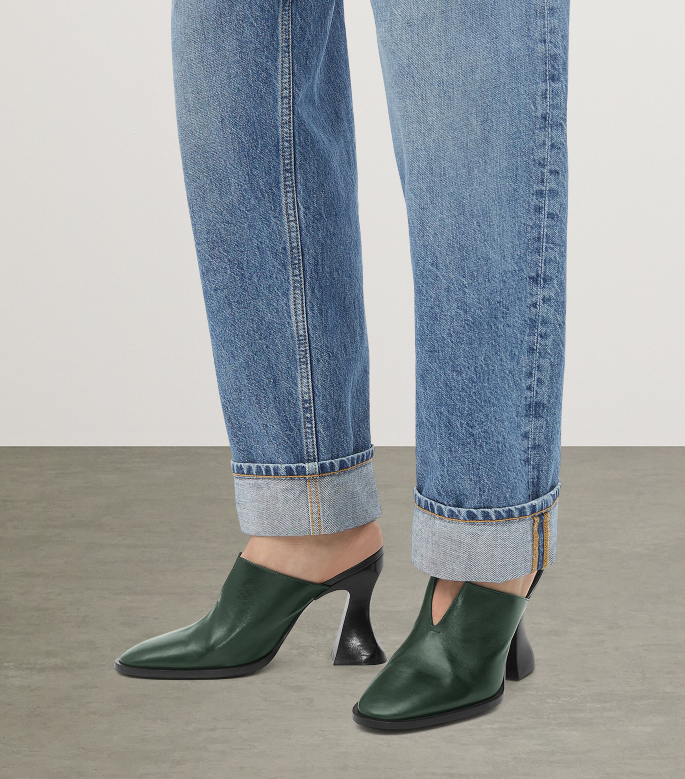 Bottega Veneta Green Leather Cha-Cha Heeled Mules 100 | Harrods US