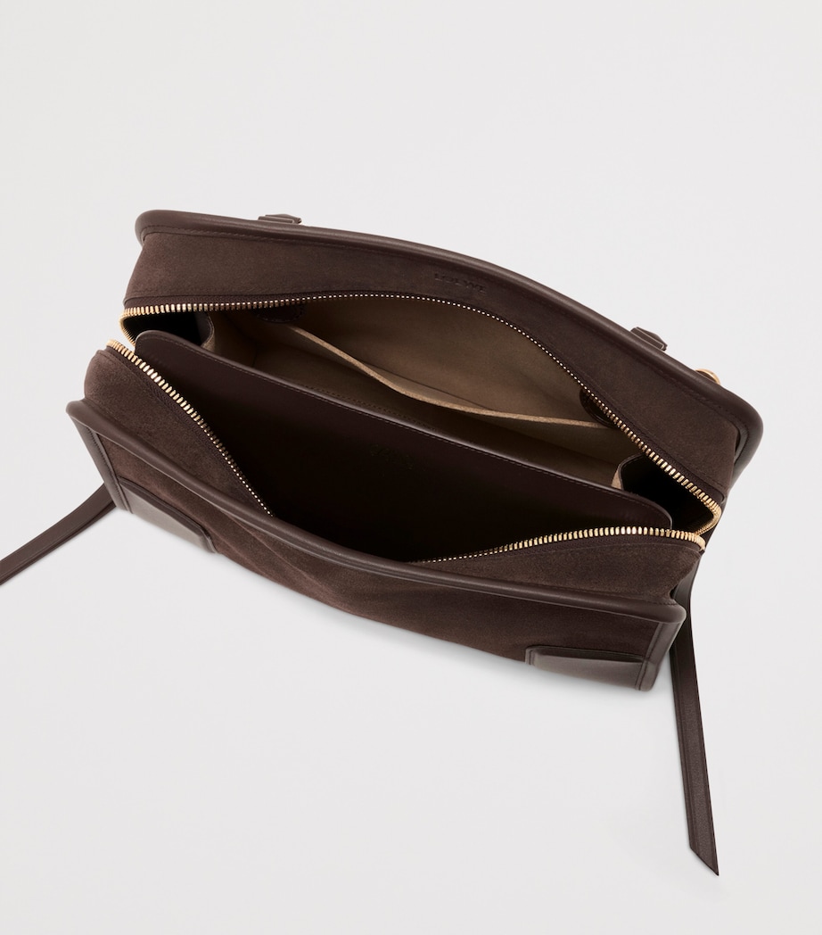 LOEWE Womens Medium Suede Amazona 180 Top-Handle Bag Dark Chestnut Image 8