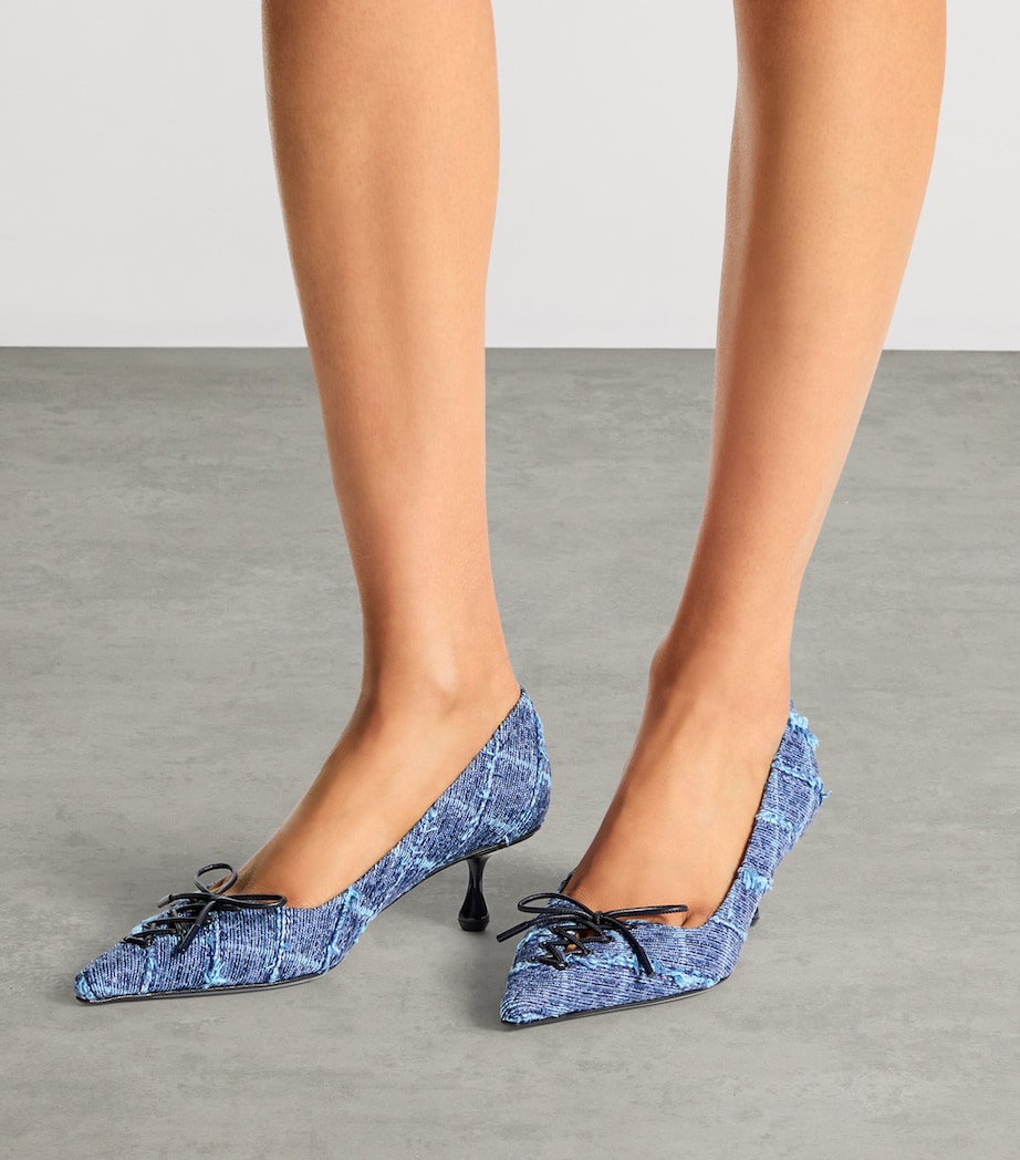 Jimmy Choo Womens Scarlett 50 Denim Tweed Pumps Denim Image 2