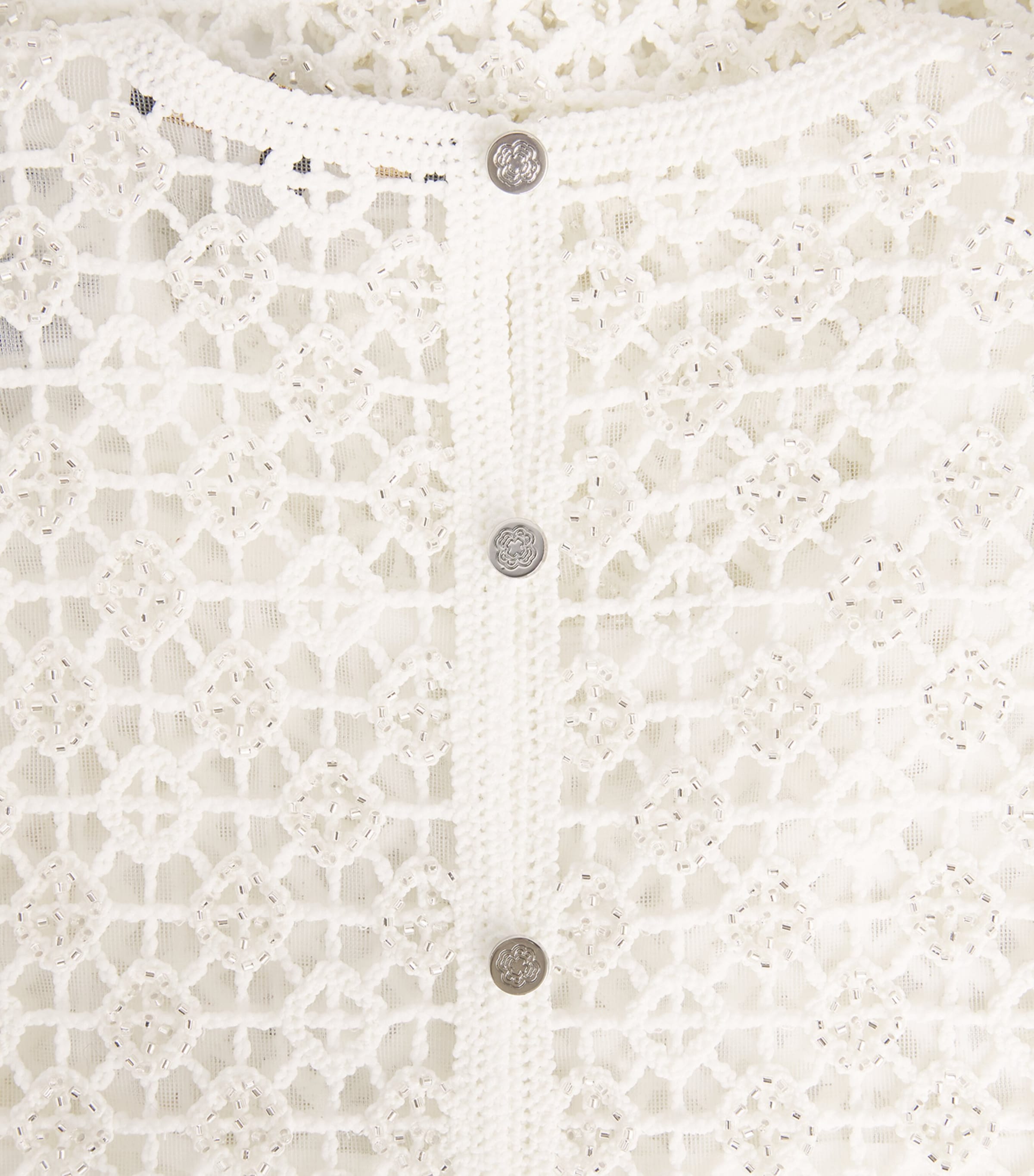 Maje Womens Embellished Crochet Midi Dress White Image 6
