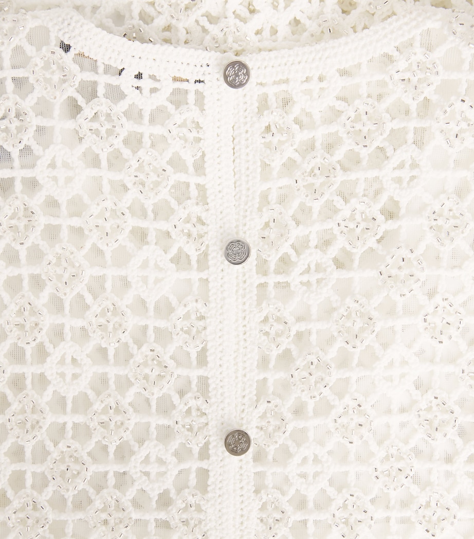 Maje Womens Embellished Crochet Midi Dress White Image 6