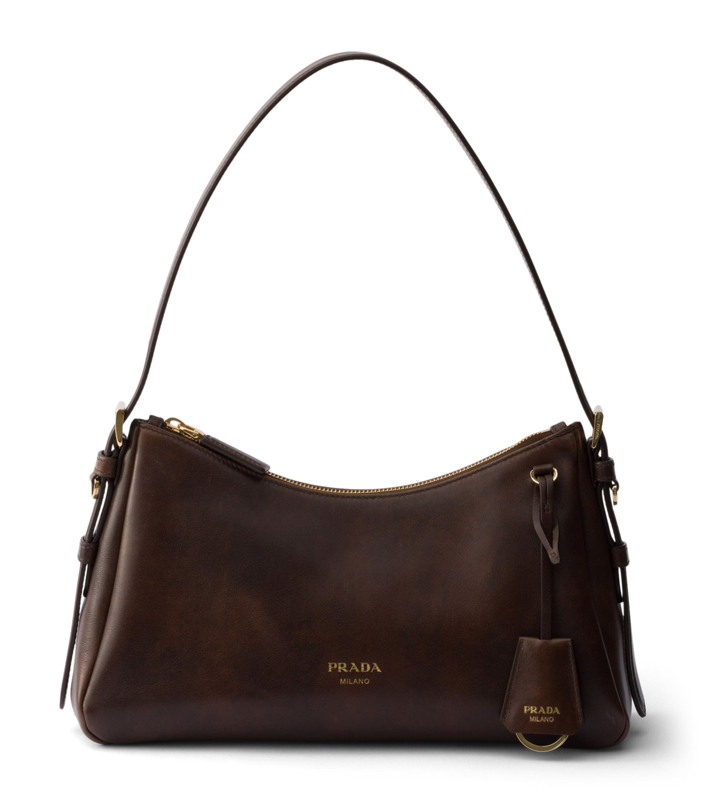 Prada Medium Leather Aimée Shoulder Bag Brown Image 1