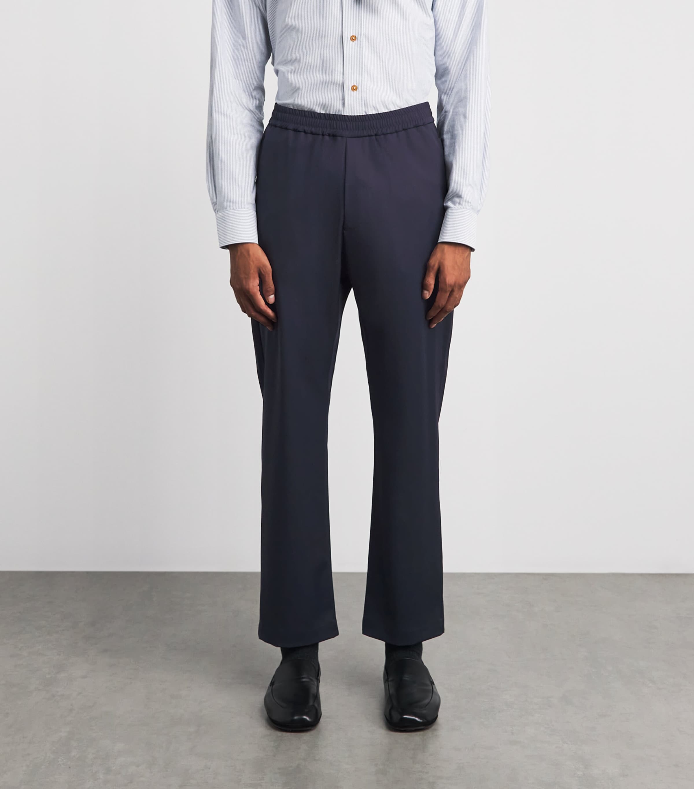 Barena Mens Wool-Blend Drawstring Straight Trousers Navy Image 4