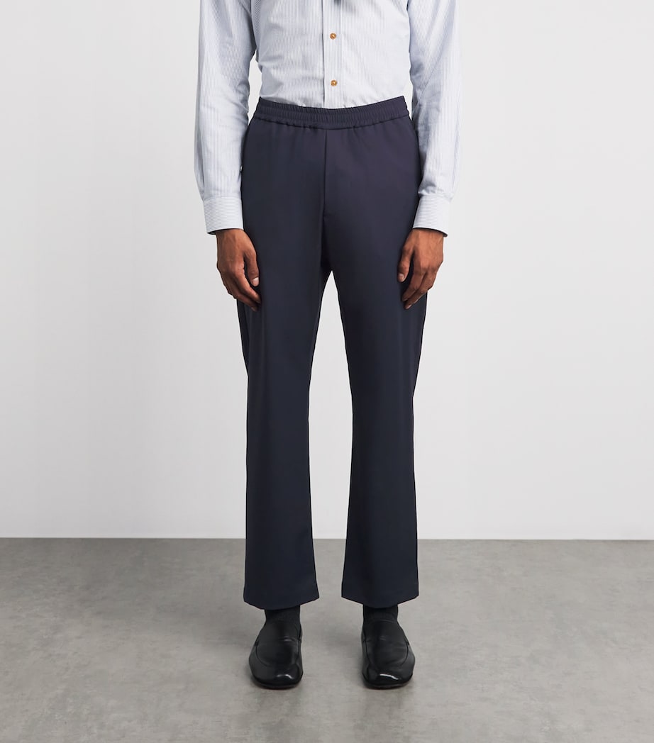 Barena Mens Wool-Blend Drawstring Straight Trousers Navy Image 4