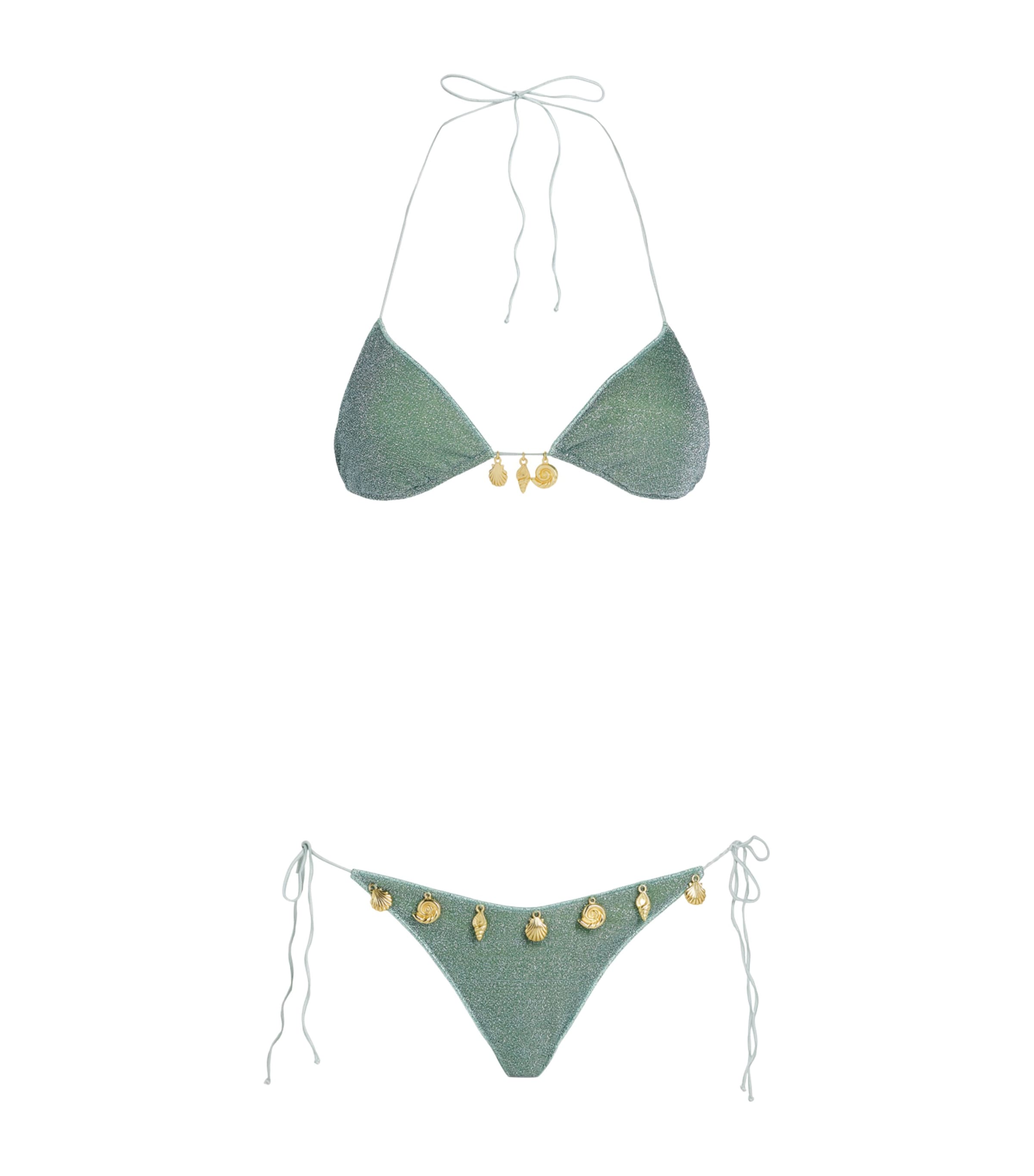 Oséree Womens Metallic Embellished Lumière Bikini Aqua Image 1