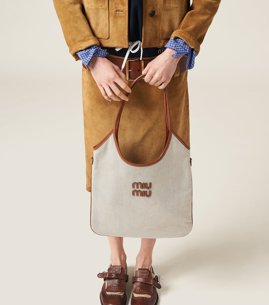Miu Miu Canvas Ivy Tote Bag Image 4