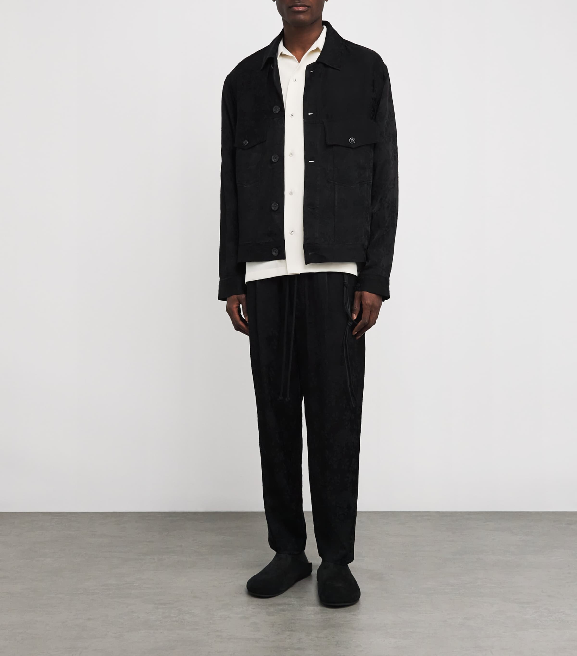 Song For The Mute Black Floral-Jacquard Worker Jacket | Harrods US
