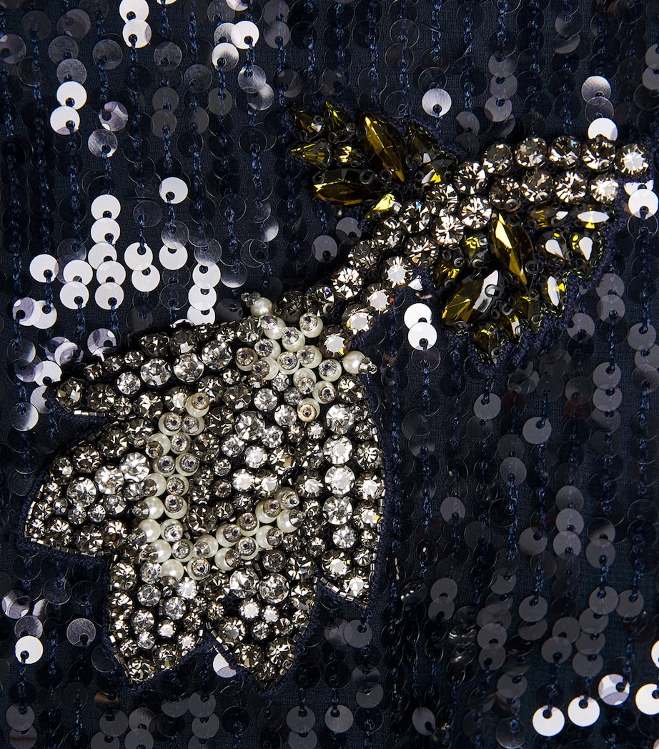 Erdem Womens Embellished Sequin Midi Dress Midnight Image 6