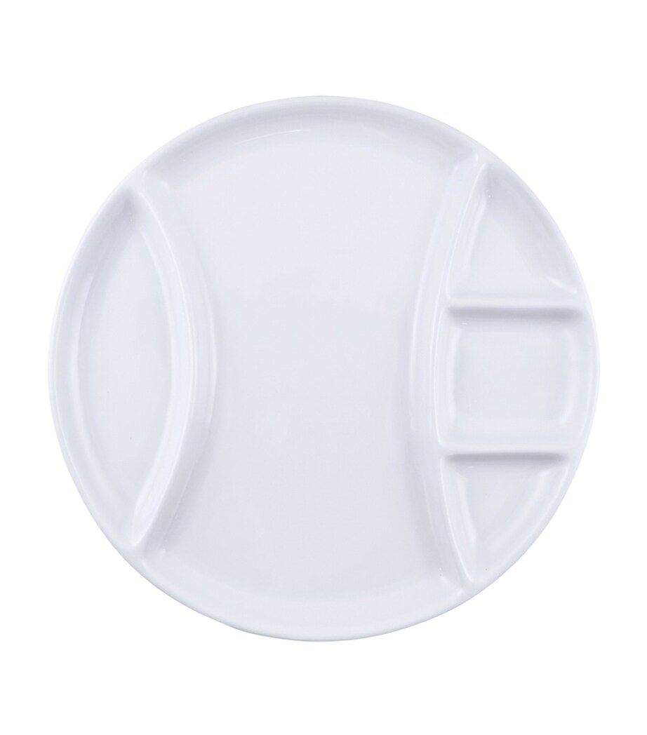 Set of 4 Ceramic Round Fondue Plates (26cm) WHITE Image 1