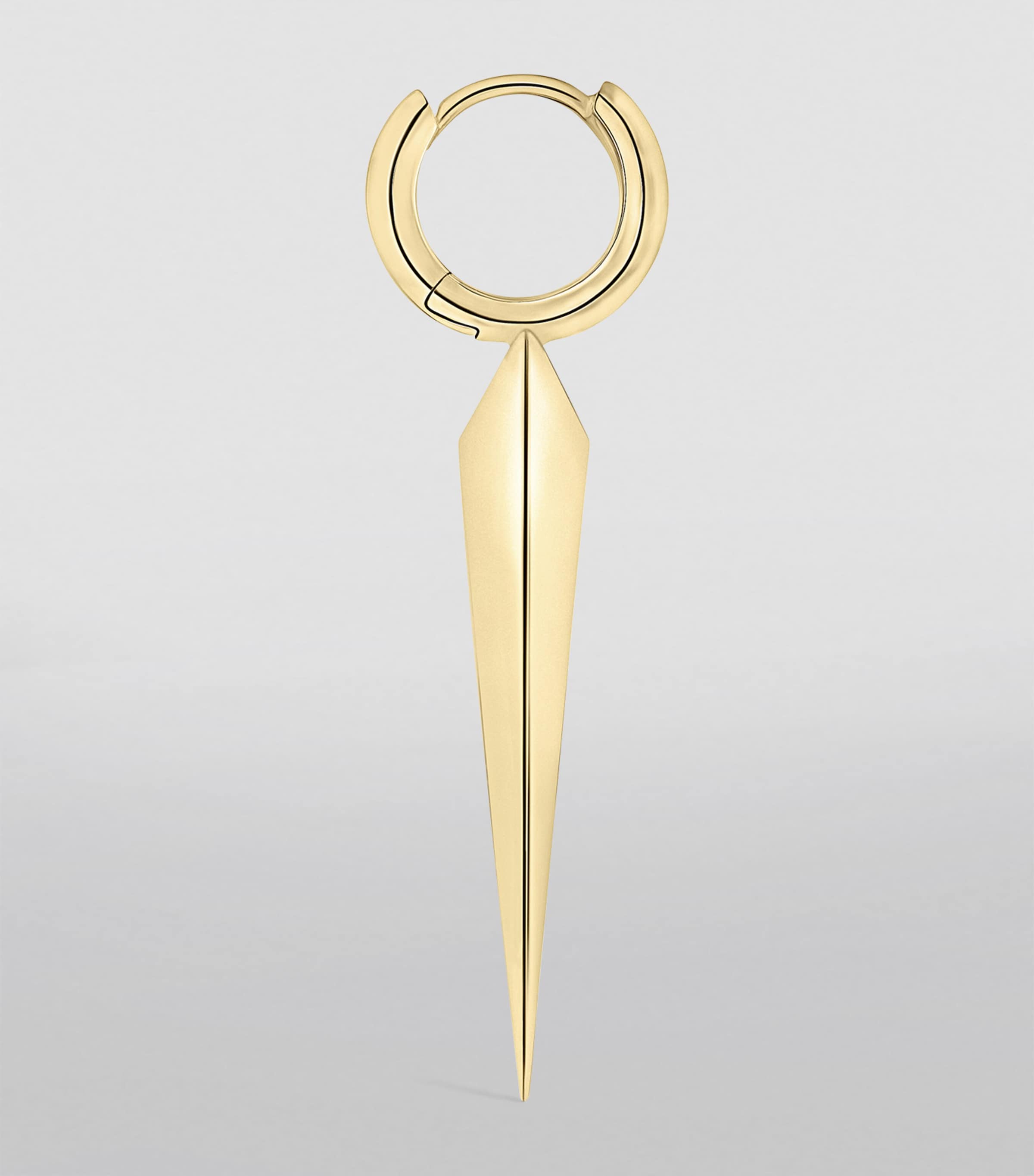 Yellow Gold Faceted Grand Spike Hoop Earring (6.5mm) YELLOW GOLD Image 4