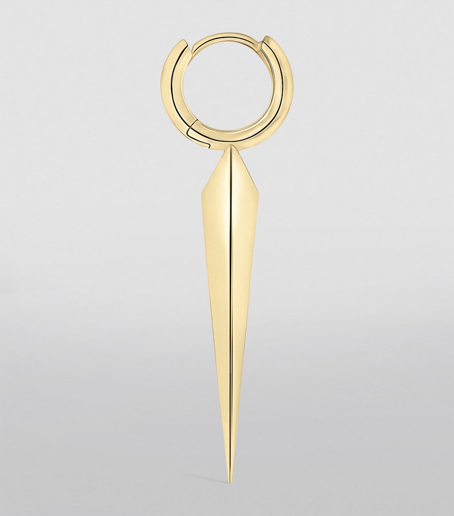 Yellow Gold Faceted Grand Spike Hoop Earring (6.5mm) YELLOW GOLD Image 4