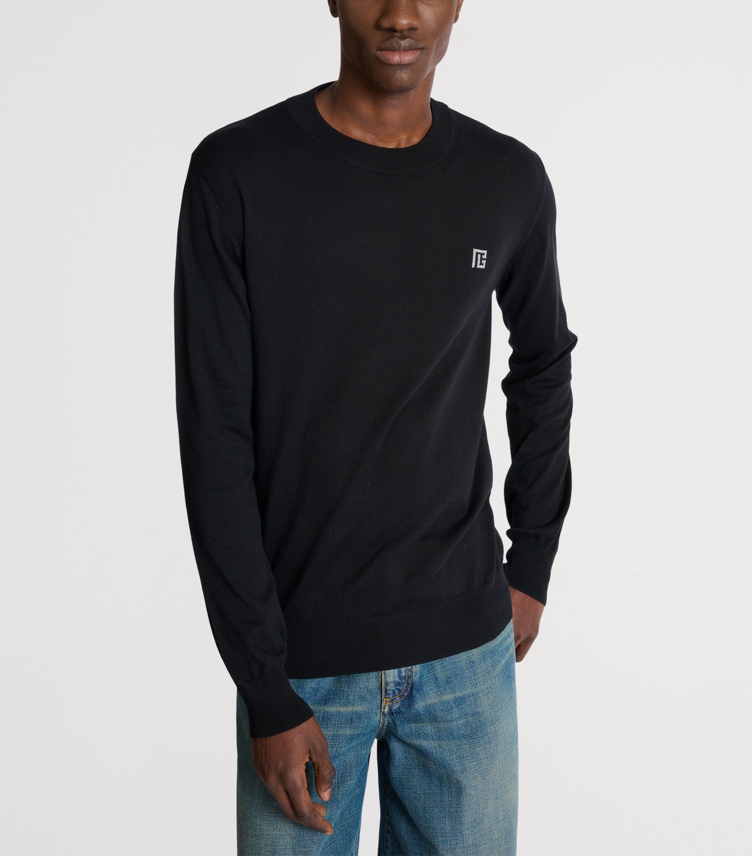 Silk-Blend Logo Sweater EQU NOIR/GRIS CHIN+ Image 5