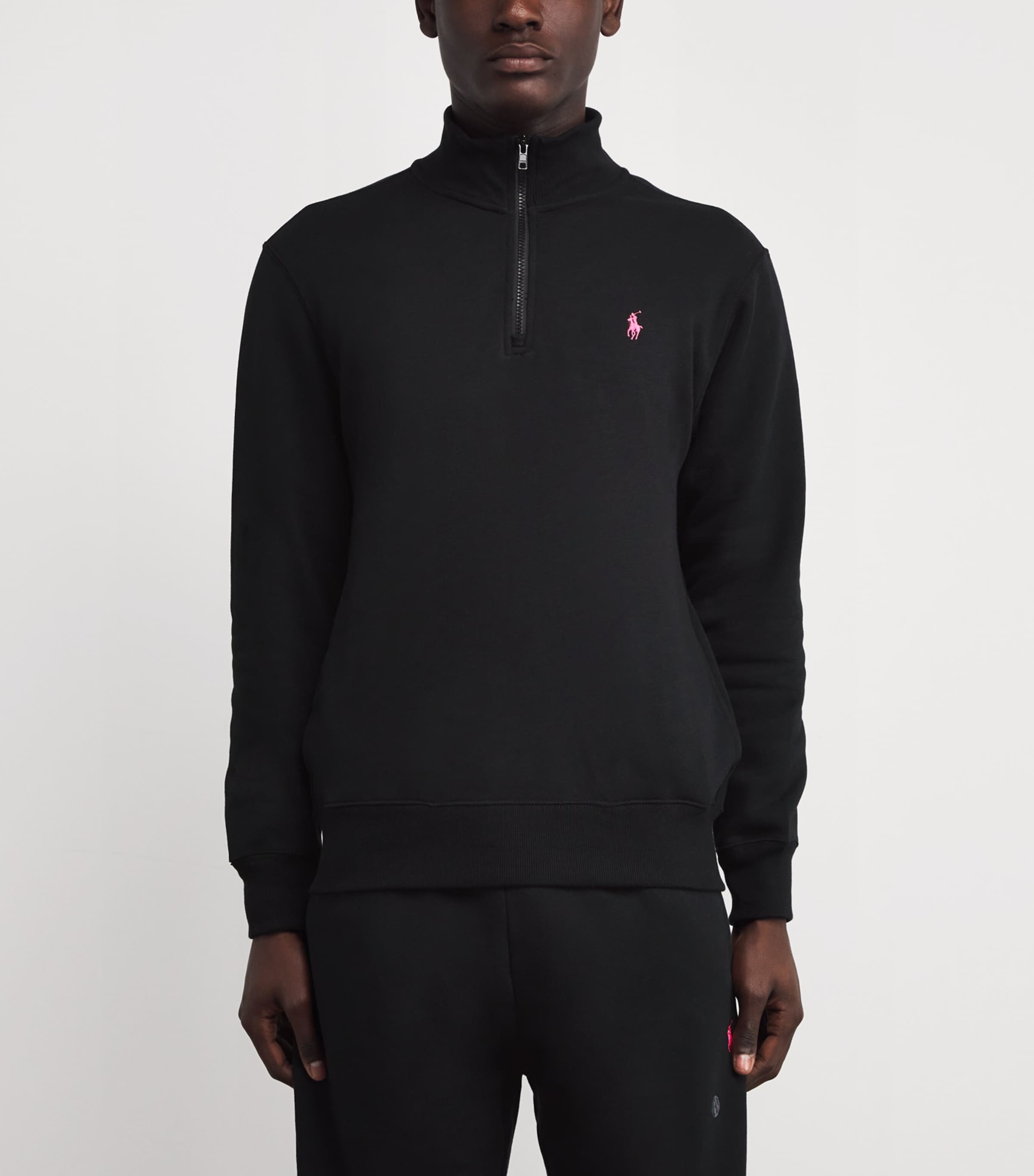 Cotton Quarter-Zip Sweatshirt POLO BLACK Image 3