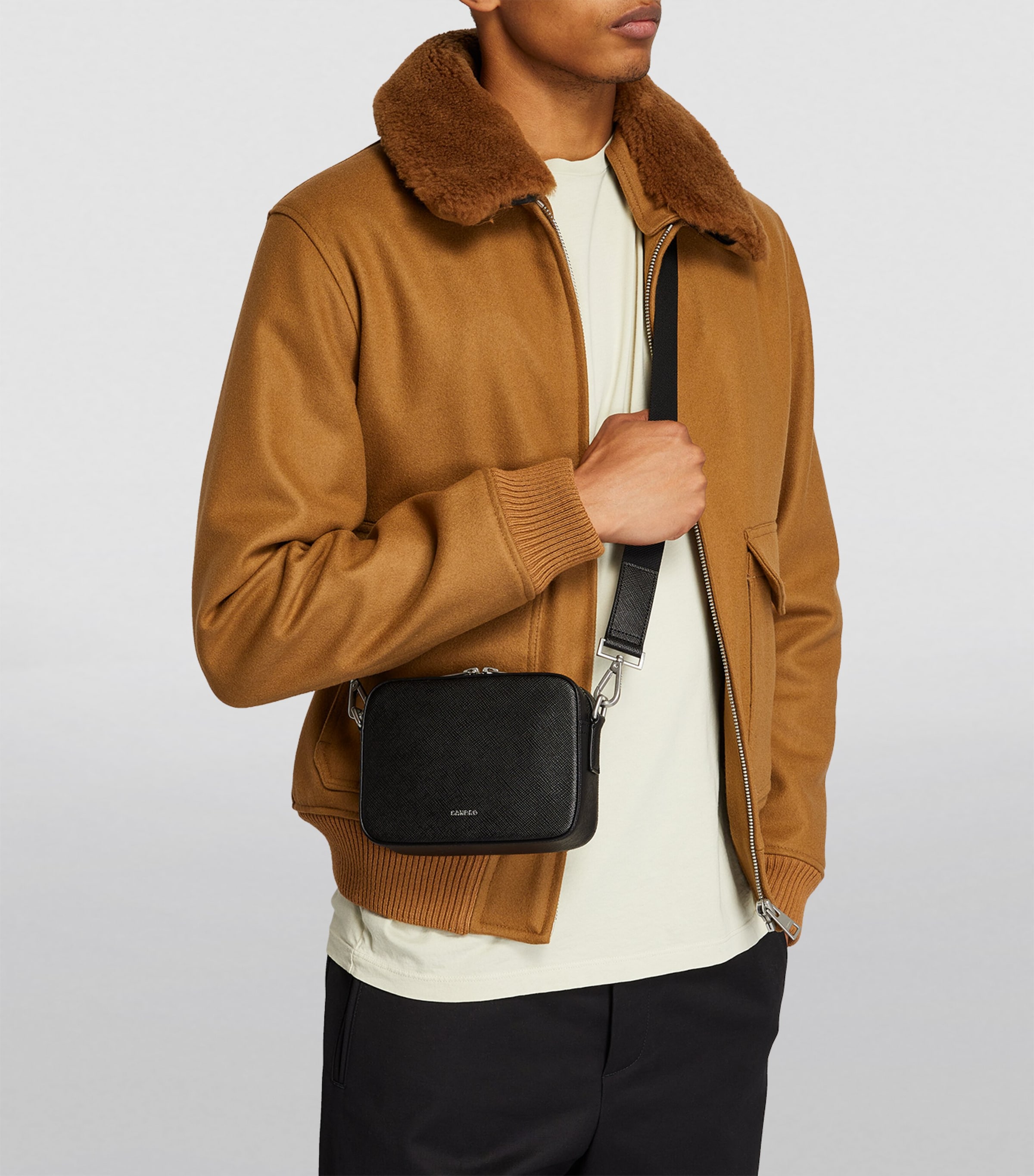 Saffiano Leather Cross-Body Bag BLACK Image 5