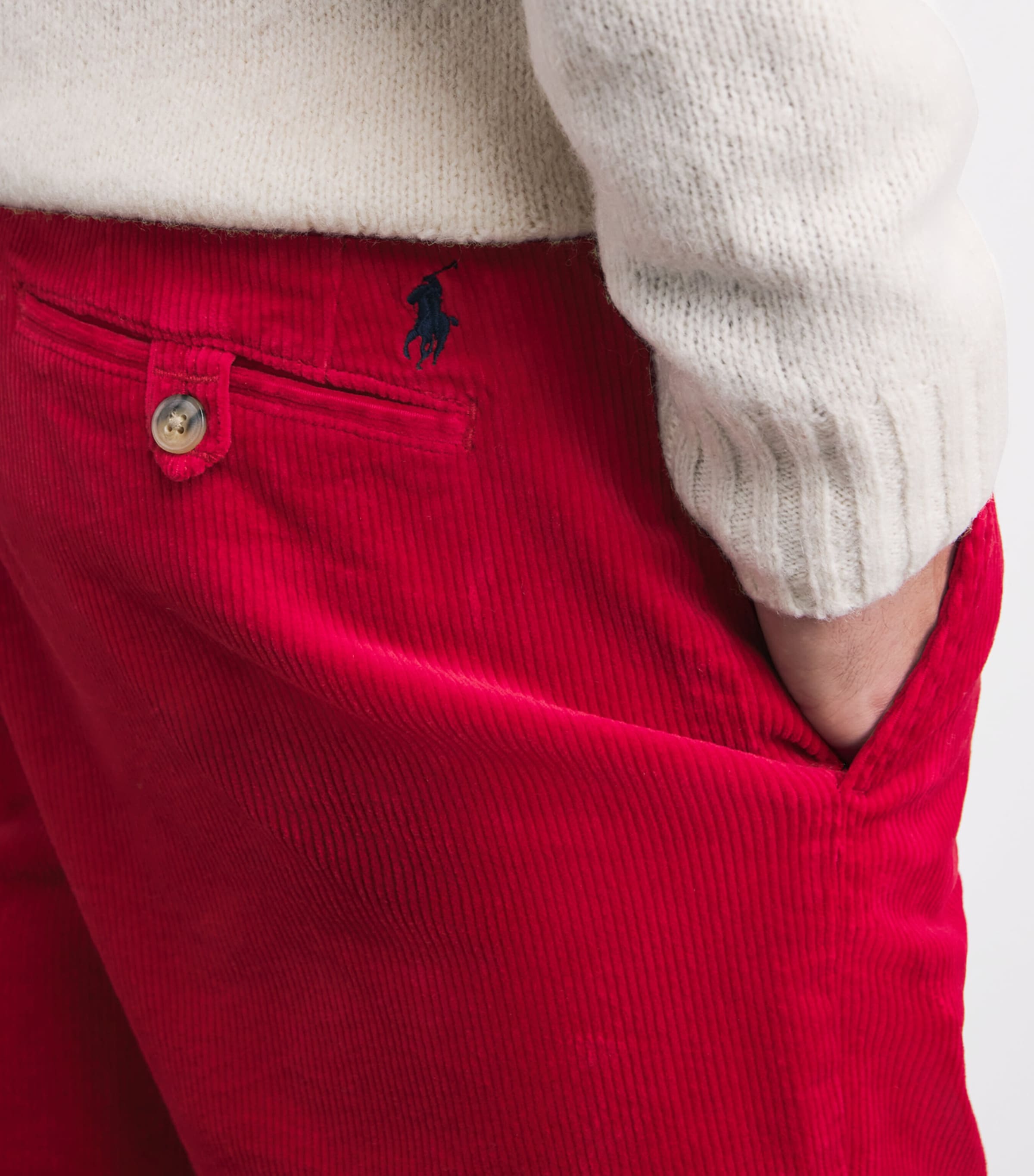 Corduroy Bedford Straight Trousers RED Image 6