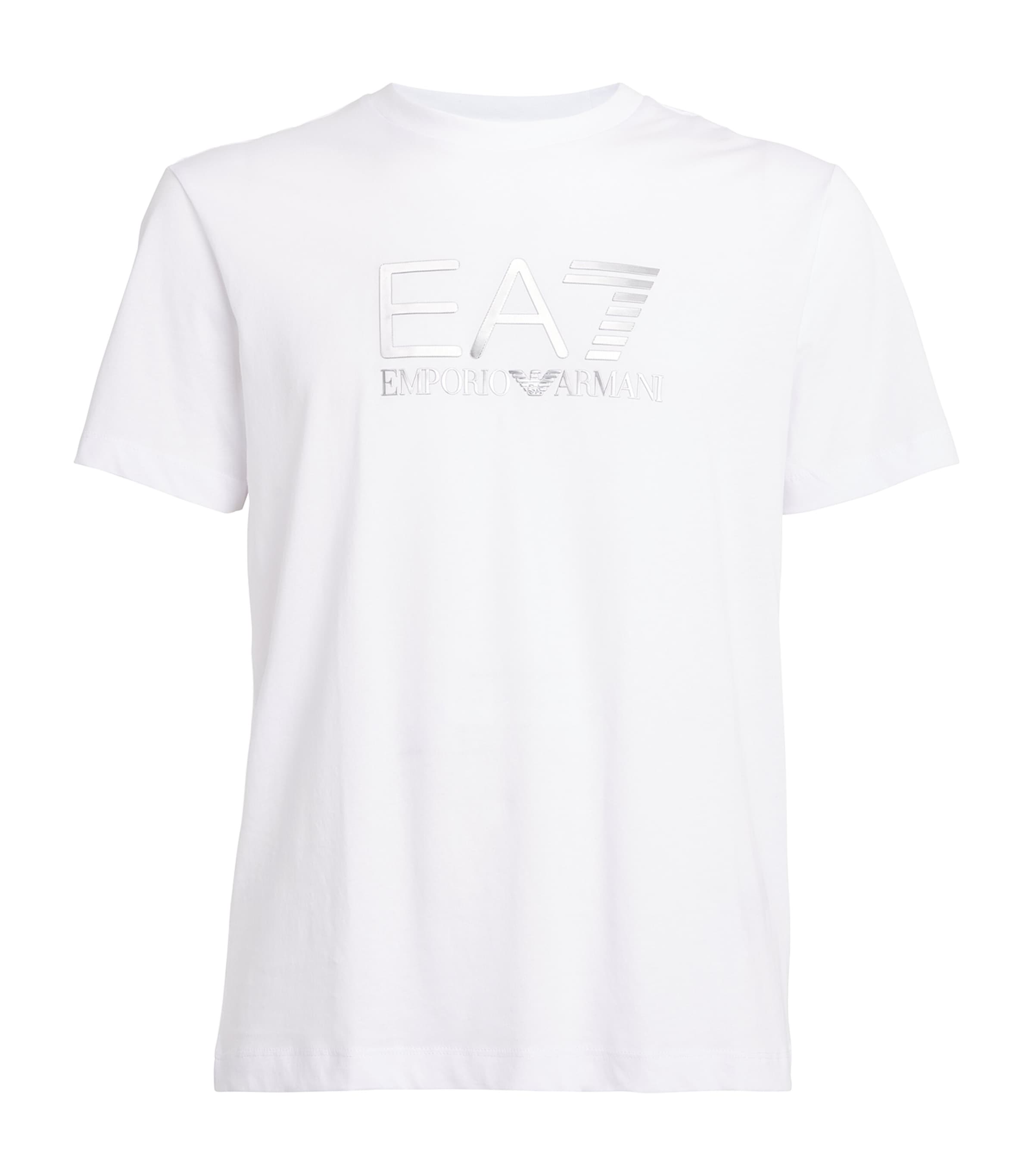 Ea7 Cotton Logo Print T-shirt In White